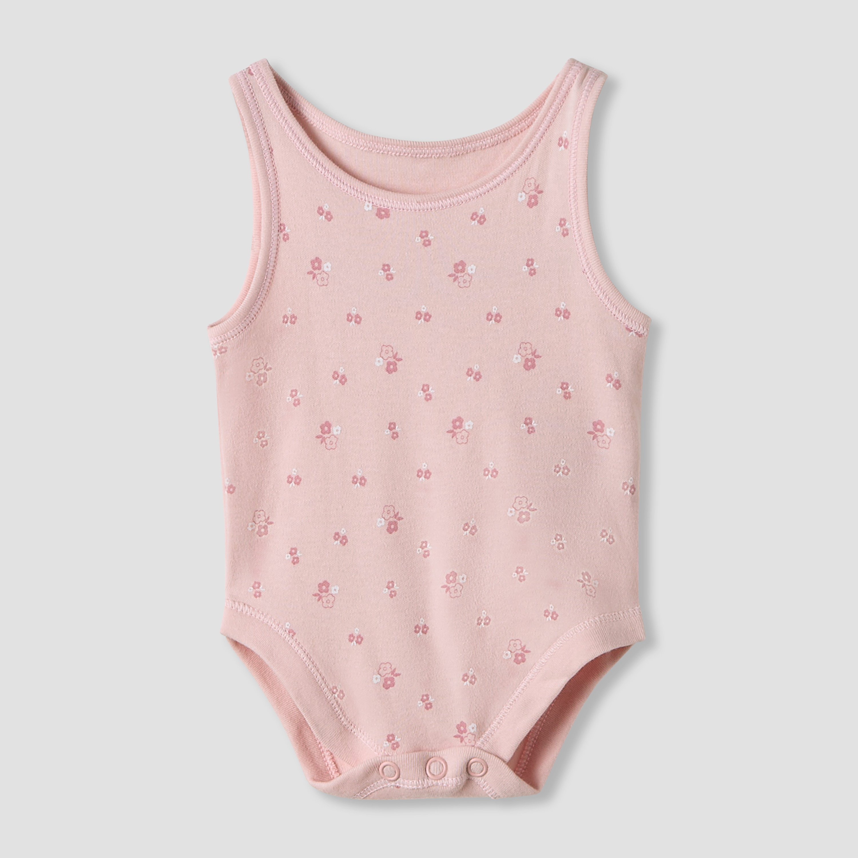 Juniors Floral Print Sleeveless Bodysuit with Snap Button Closure - Set of 7-baby-girls-clothing-bodysuits-image-3