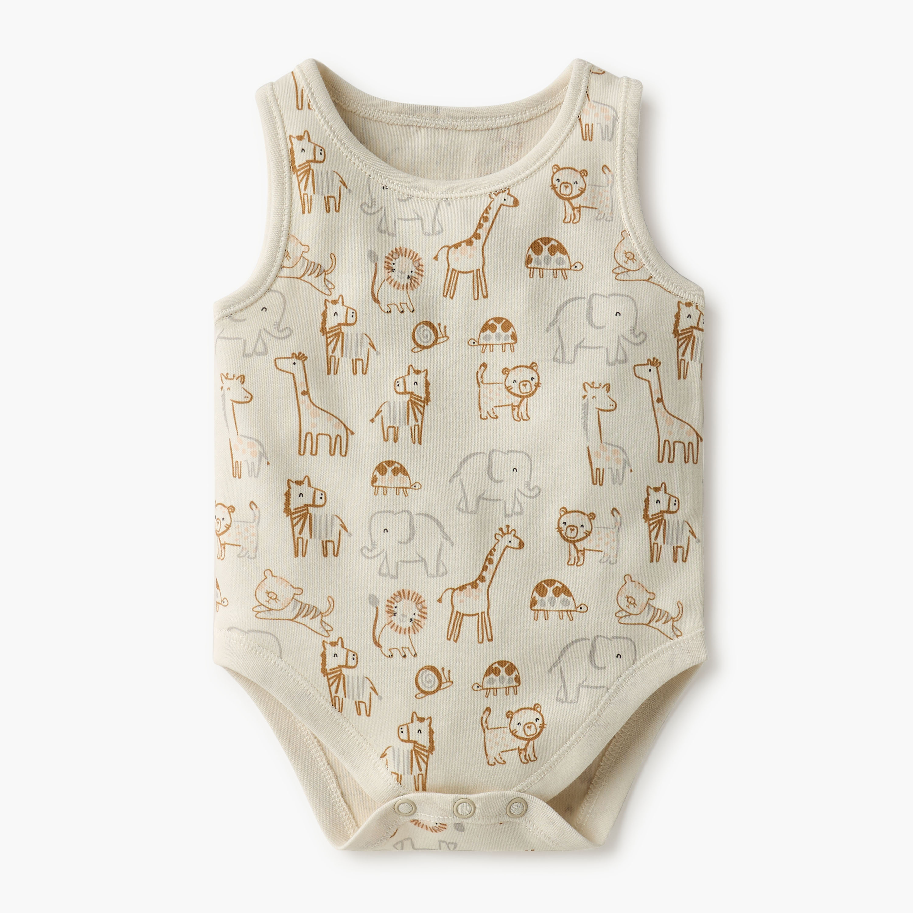 Juniors Animal Print Sleeveless Bodysuit with Button Closure - Set of 7-baby-boys-clothing-bodysuits-image-2