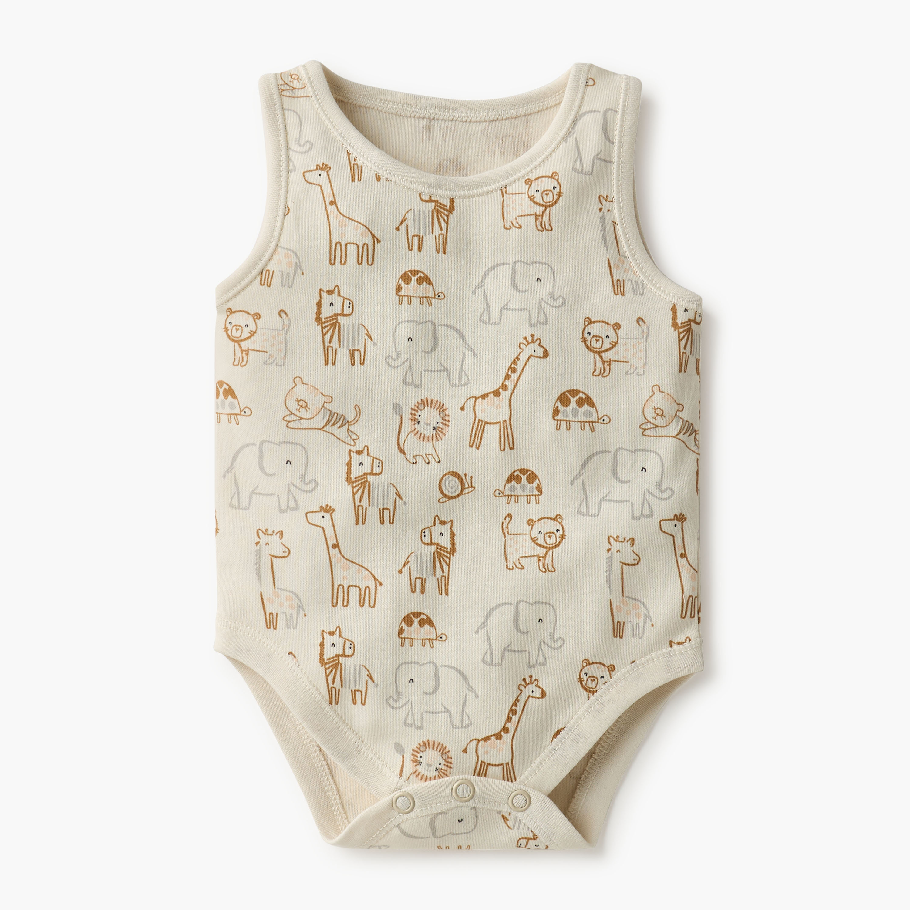 Juniors Animal Print Sleeveless Bodysuit with Button Closure - Set of 7-baby-boys-clothing-bodysuits-image-3