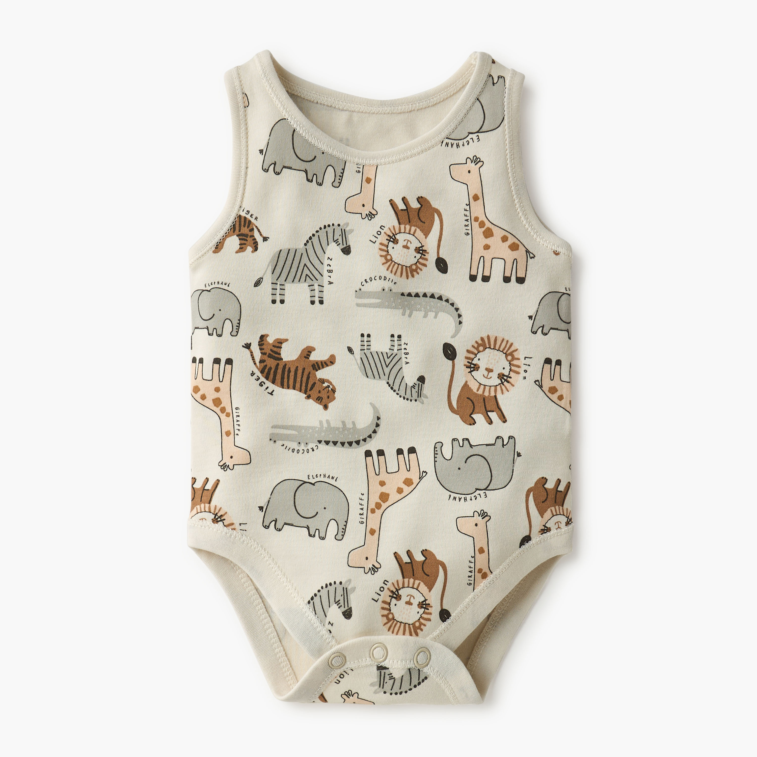 Juniors Animal Print Sleeveless Bodysuit with Button Closure - Set of 7-baby-boys-clothing-bodysuits-image-6