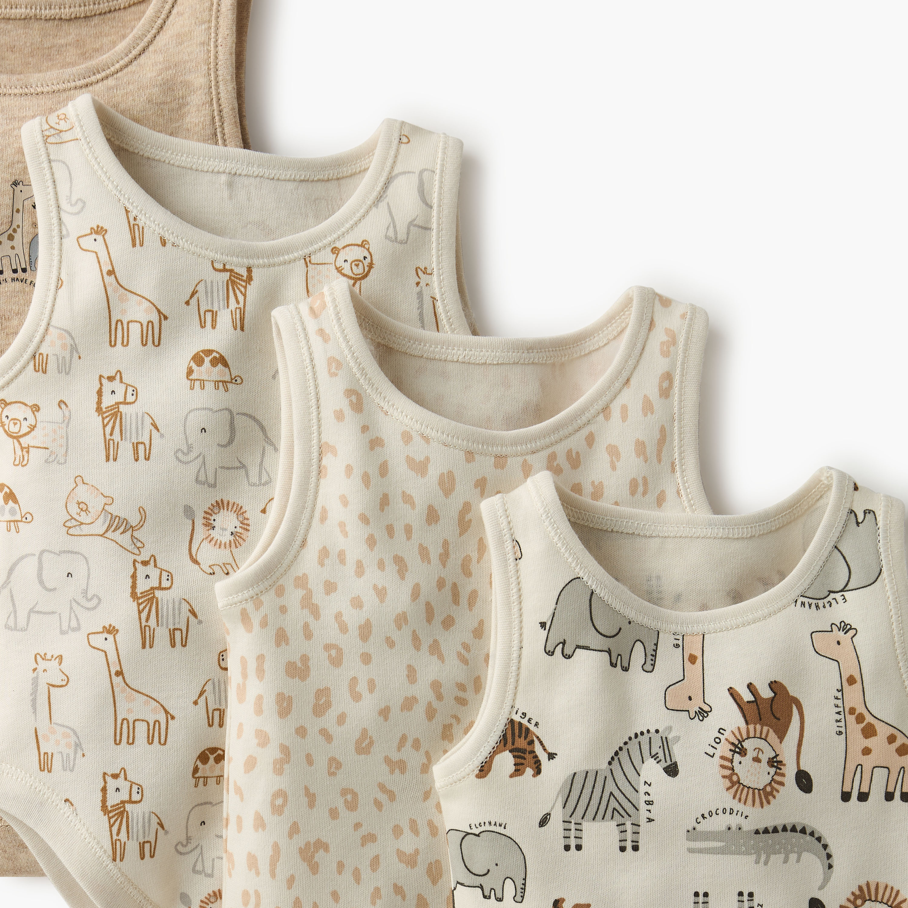 Juniors Animal Print Sleeveless Bodysuit with Button Closure - Set of 7-baby-boys-clothing-bodysuits-image-9