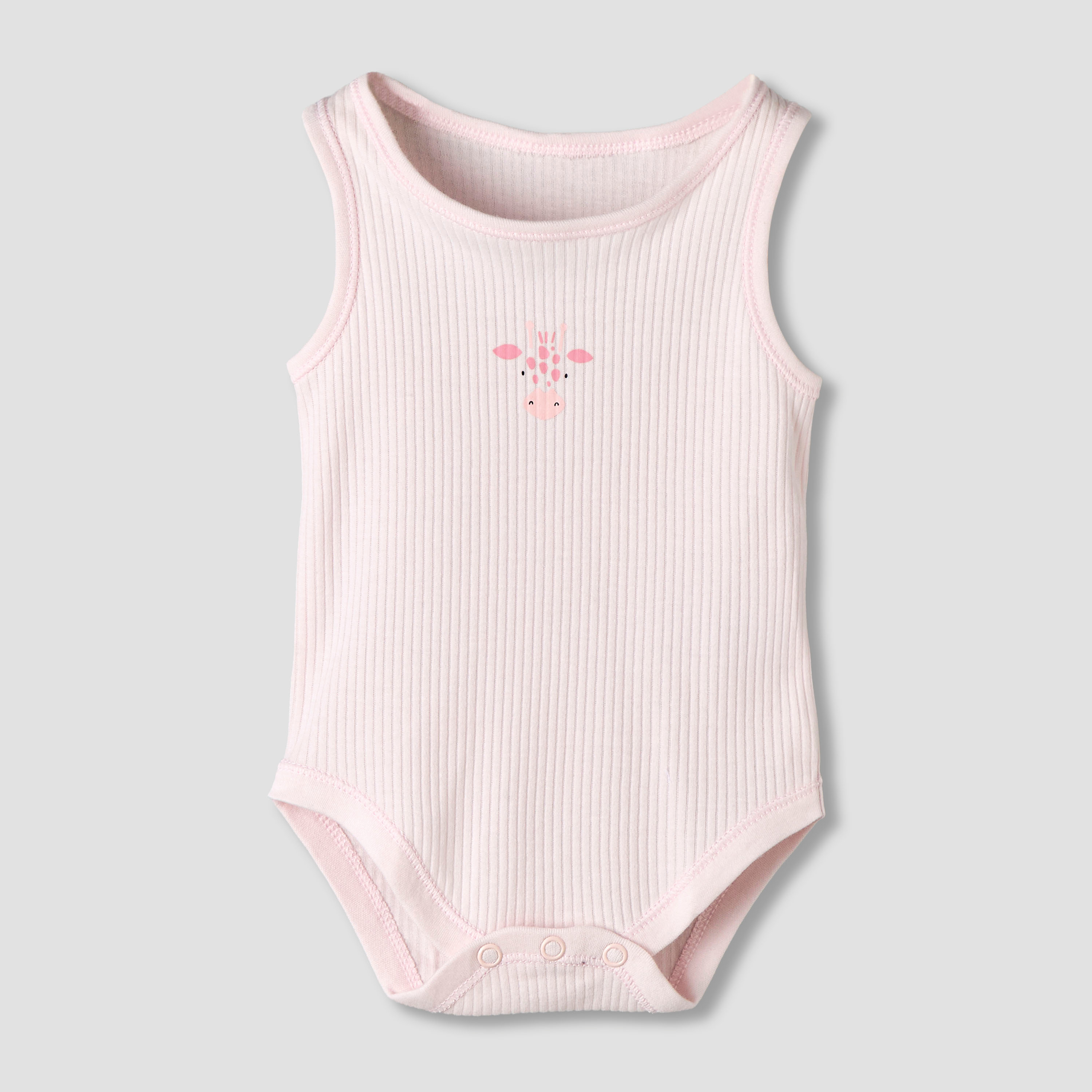 Pack of 5 Juniors Round Neck Sleeveless Bodysuit with Ribbed Design-baby-boys-clothing-bodysuits-image-4