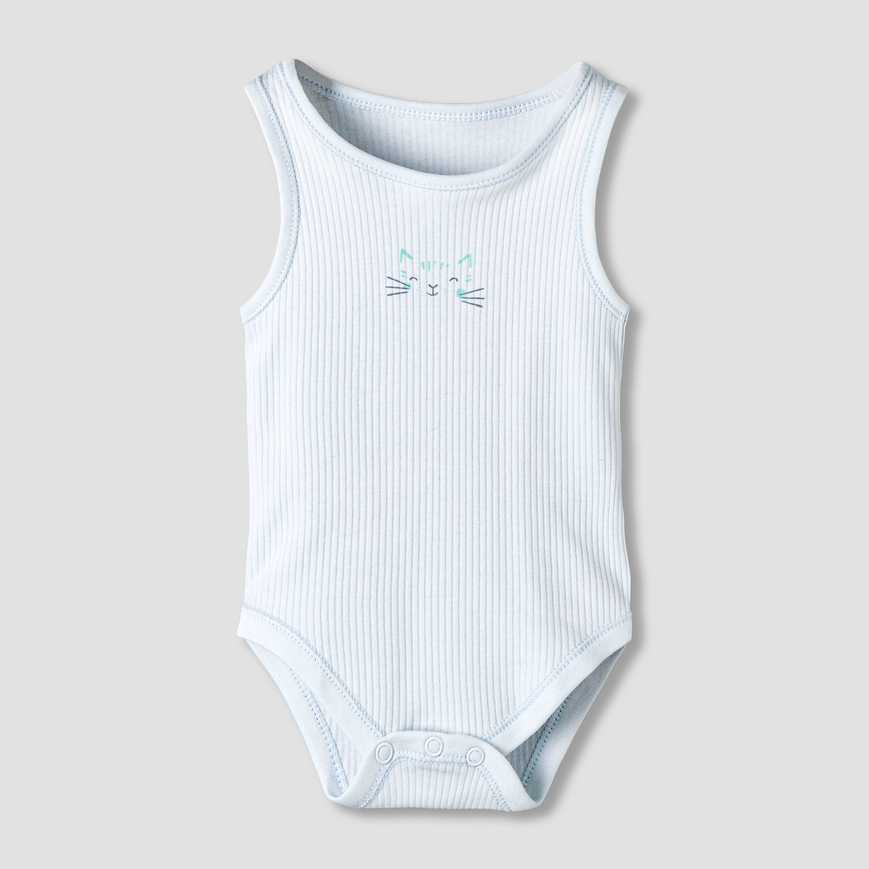 Pack of 5 Juniors Round Neck Sleeveless Bodysuit with Ribbed Design-baby-boys-clothing-bodysuits-image-5