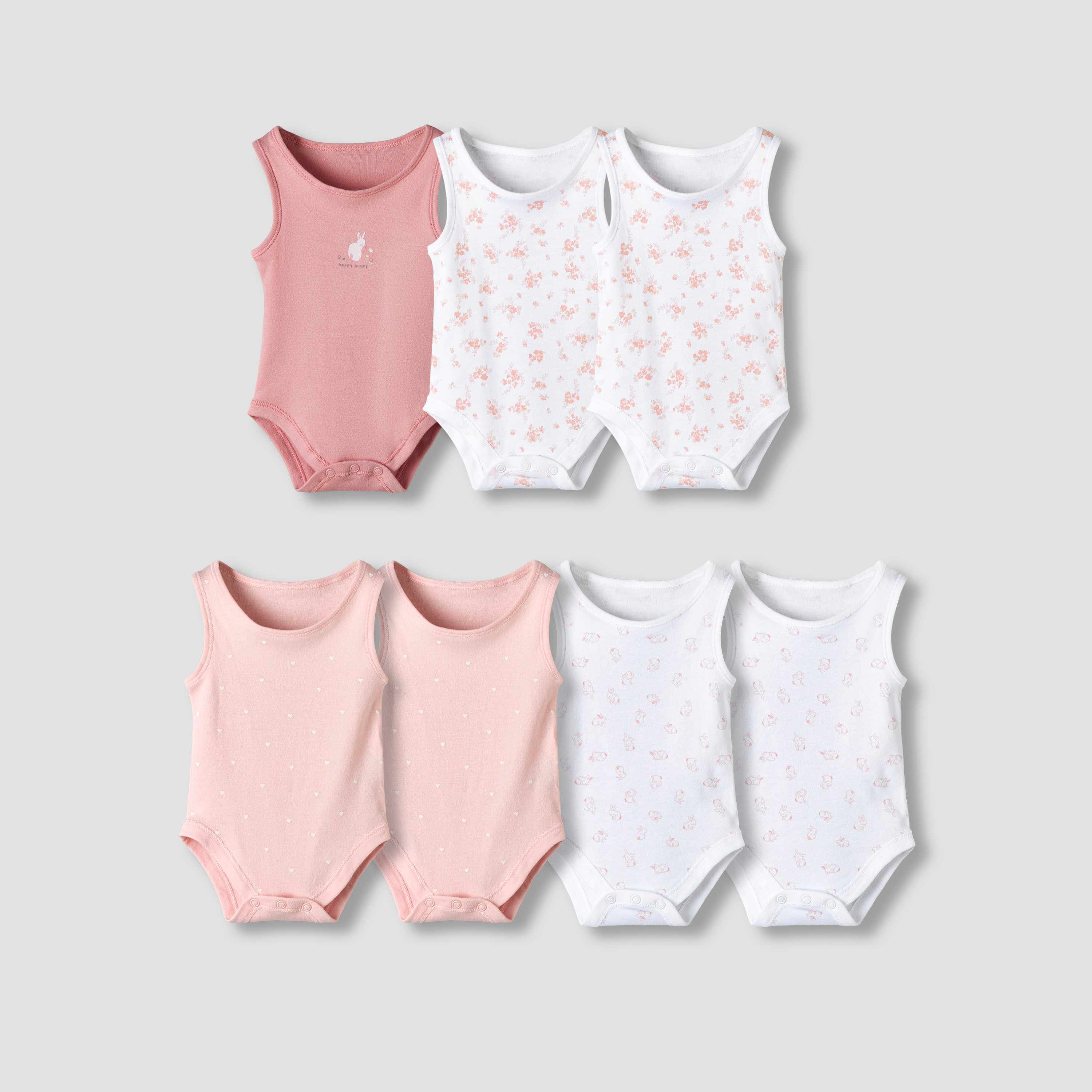 Pack of 7 Juniors Round Neck Sleeveless Bodysuit with Fun Prints-baby-girls-clothing-bodysuits-image-1
