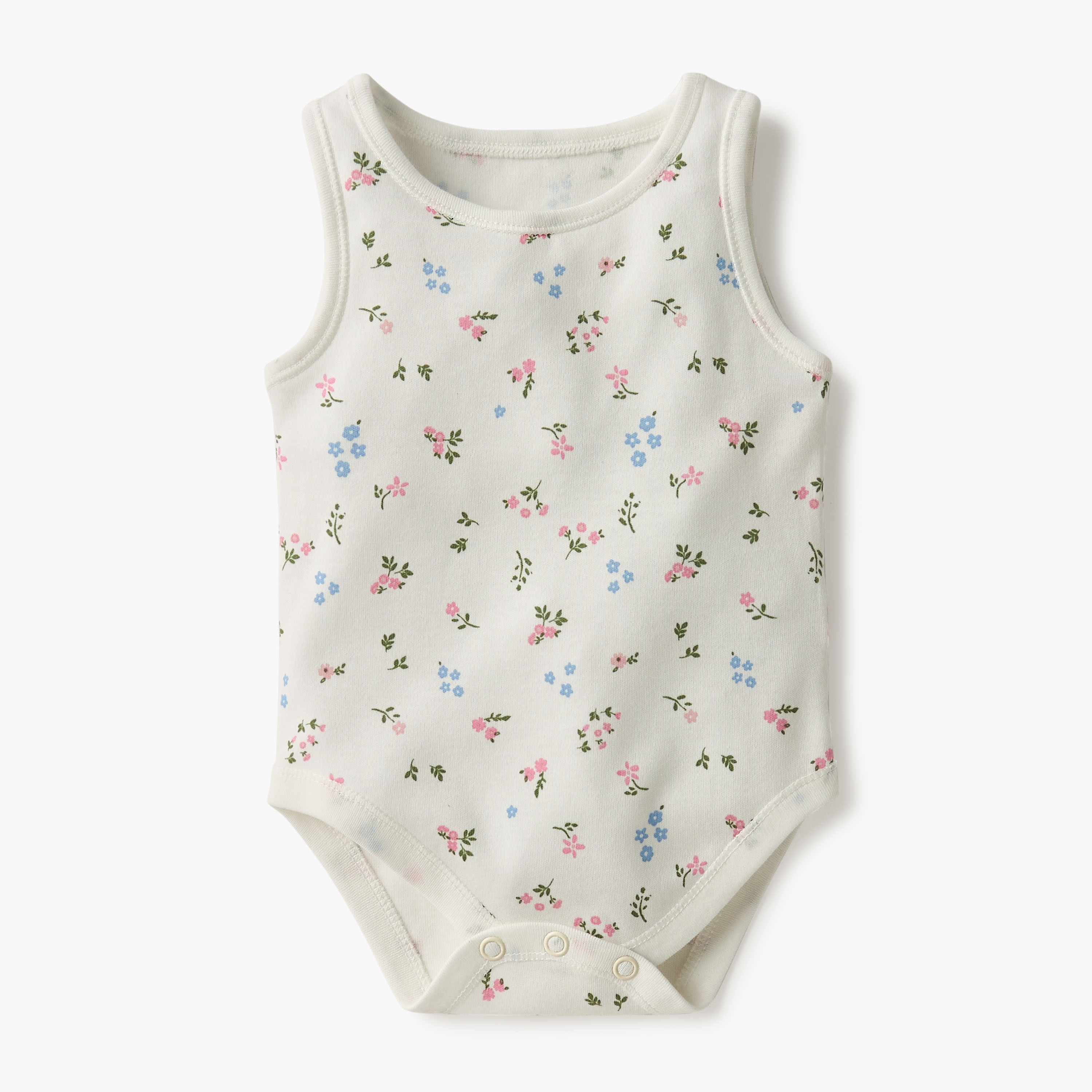 Juniors Printed Sleeveless Bodysuit with Button Closure - Set of 4-baby-girls-clothing-bodysuits-image-2