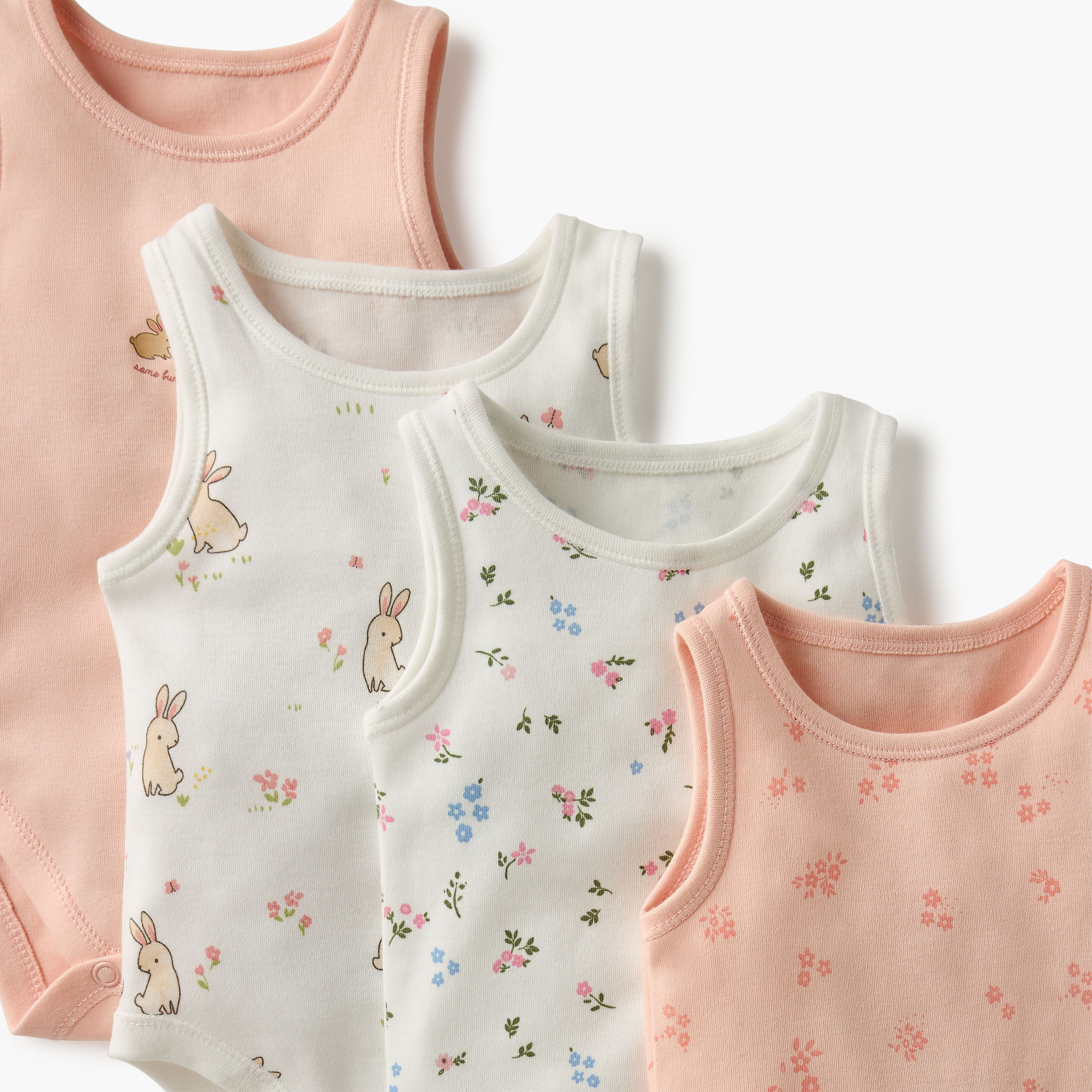 Juniors Printed Sleeveless Bodysuit with Button Closure - Set of 4-baby-girls-clothing-bodysuits-image-6