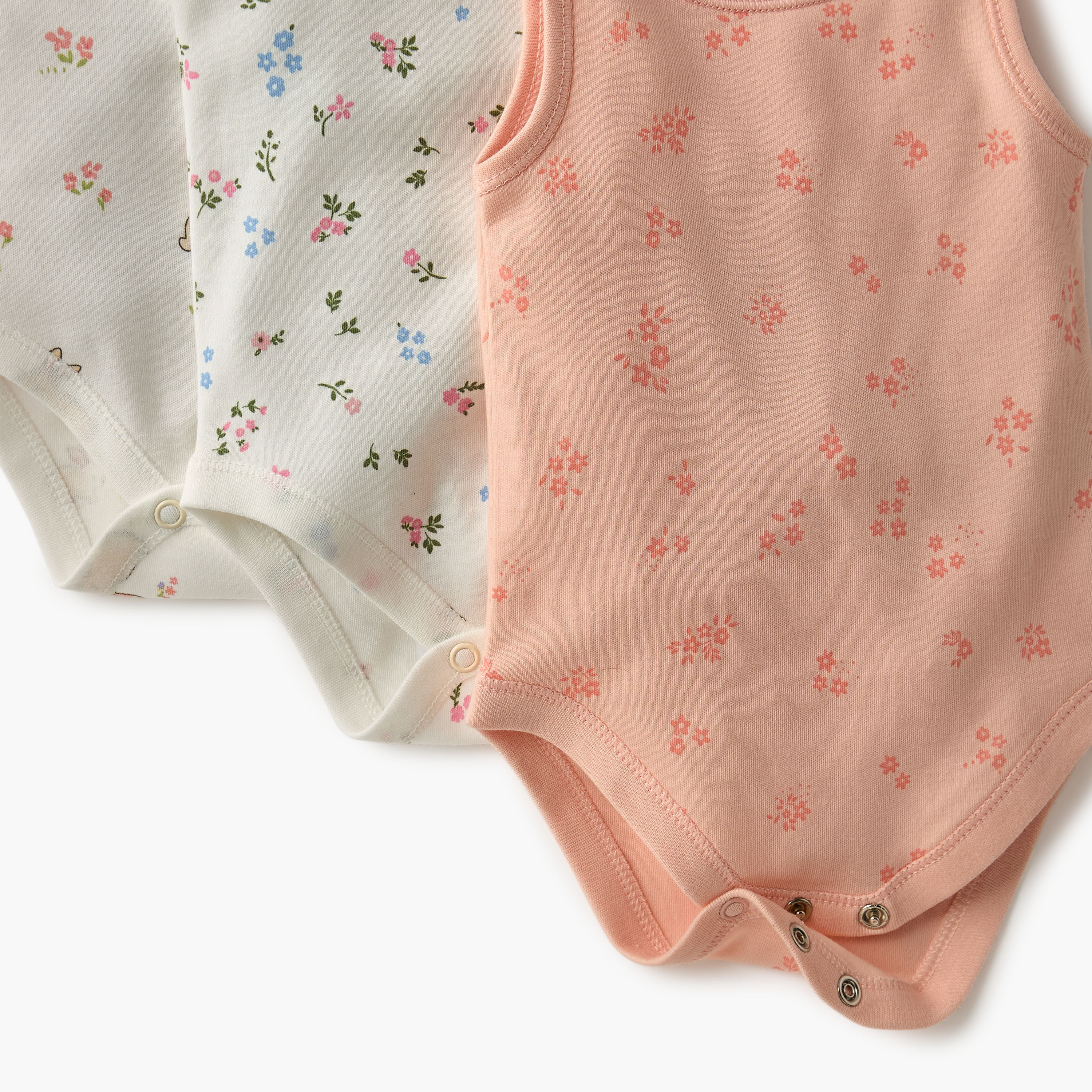 Juniors Printed Sleeveless Bodysuit with Button Closure - Set of 4-baby-girls-clothing-bodysuits-image-7