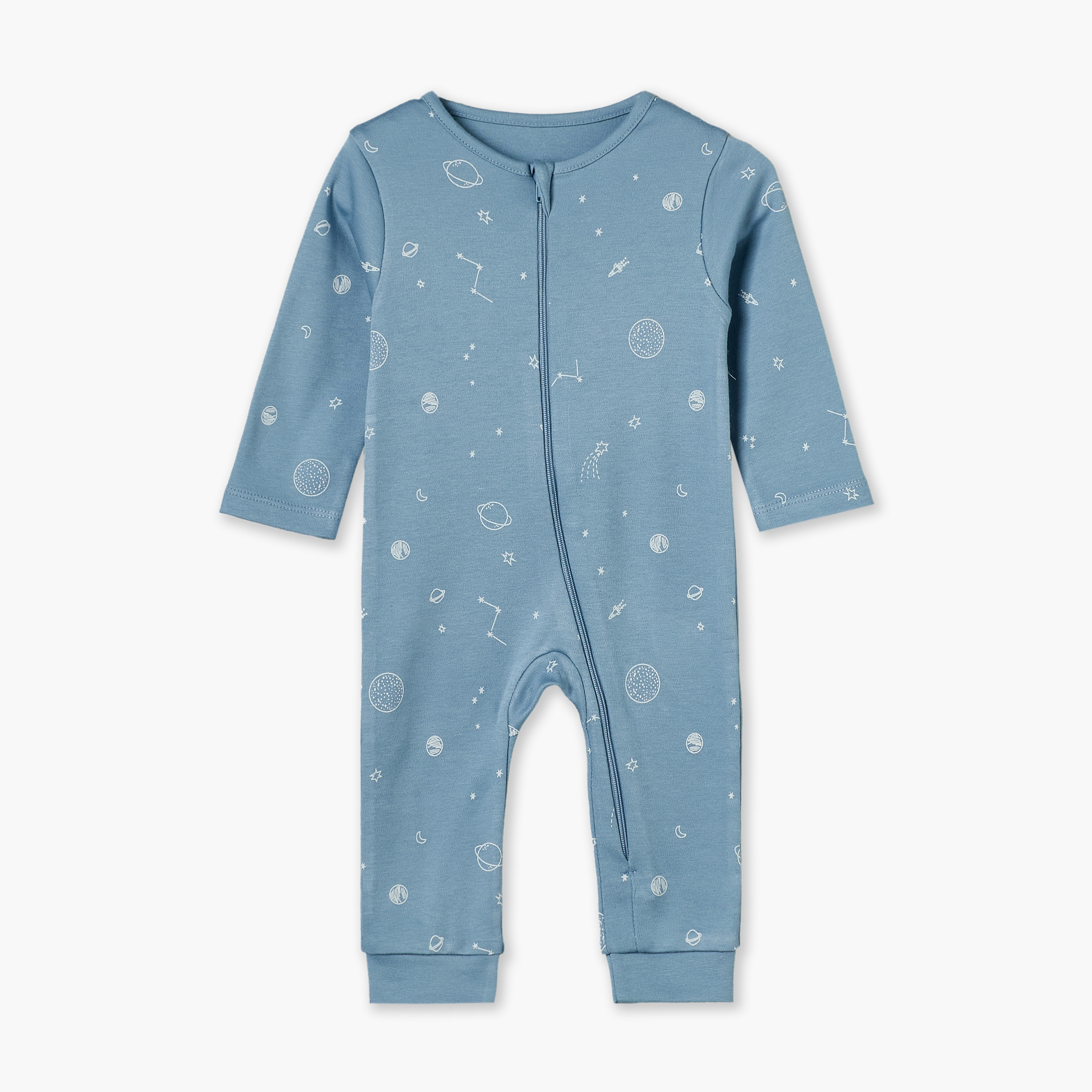 Pack of 5 Juniors Cotton Crew Neck Long Sleeves Sleepsuit with Space Print-baby-boys-clothing-nightwear-sleepsuits-image-4