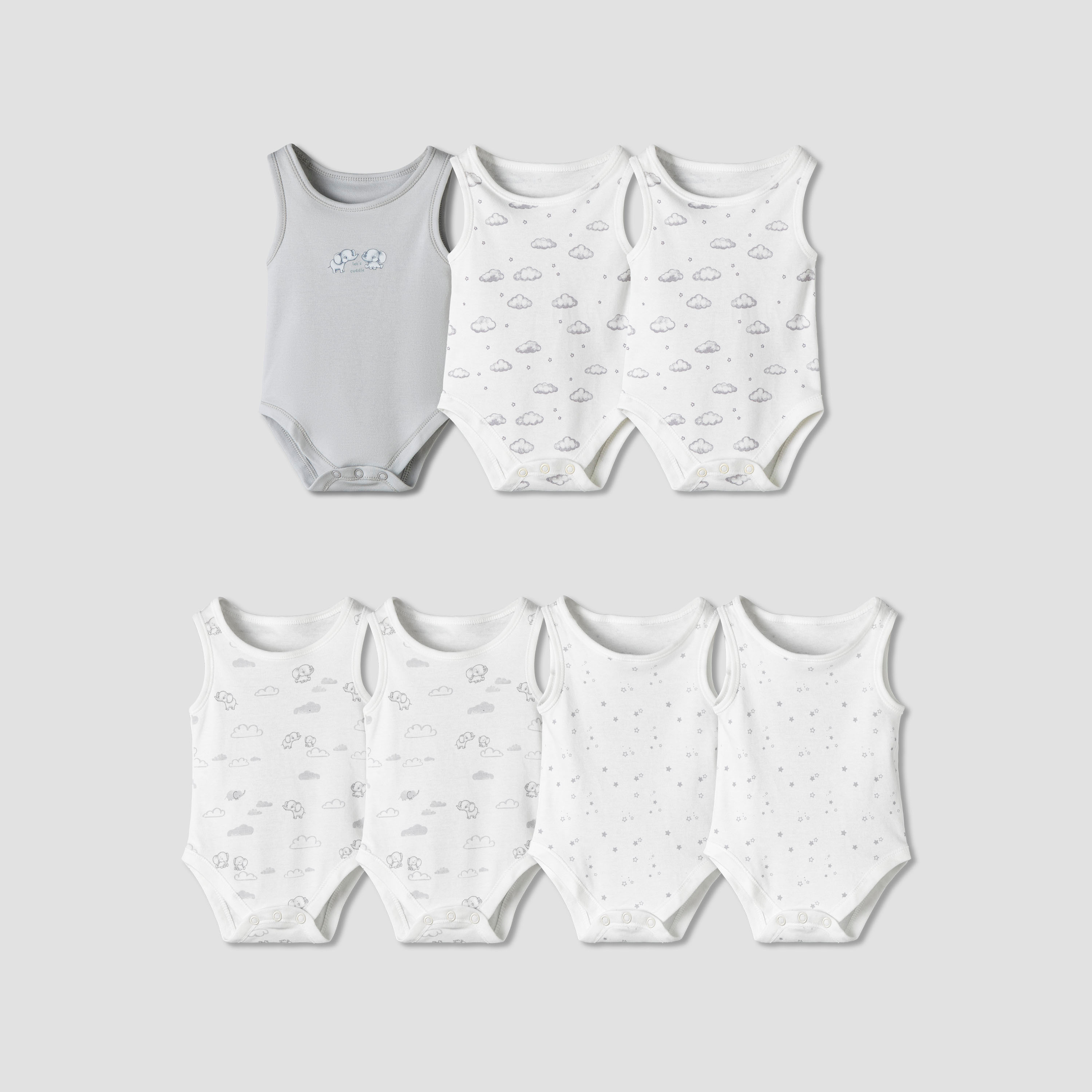 Pack of 7 Juniors Round Neck Sleeveless Bodysuit with Fun Prints-baby-boys-clothing-bodysuits-image-1