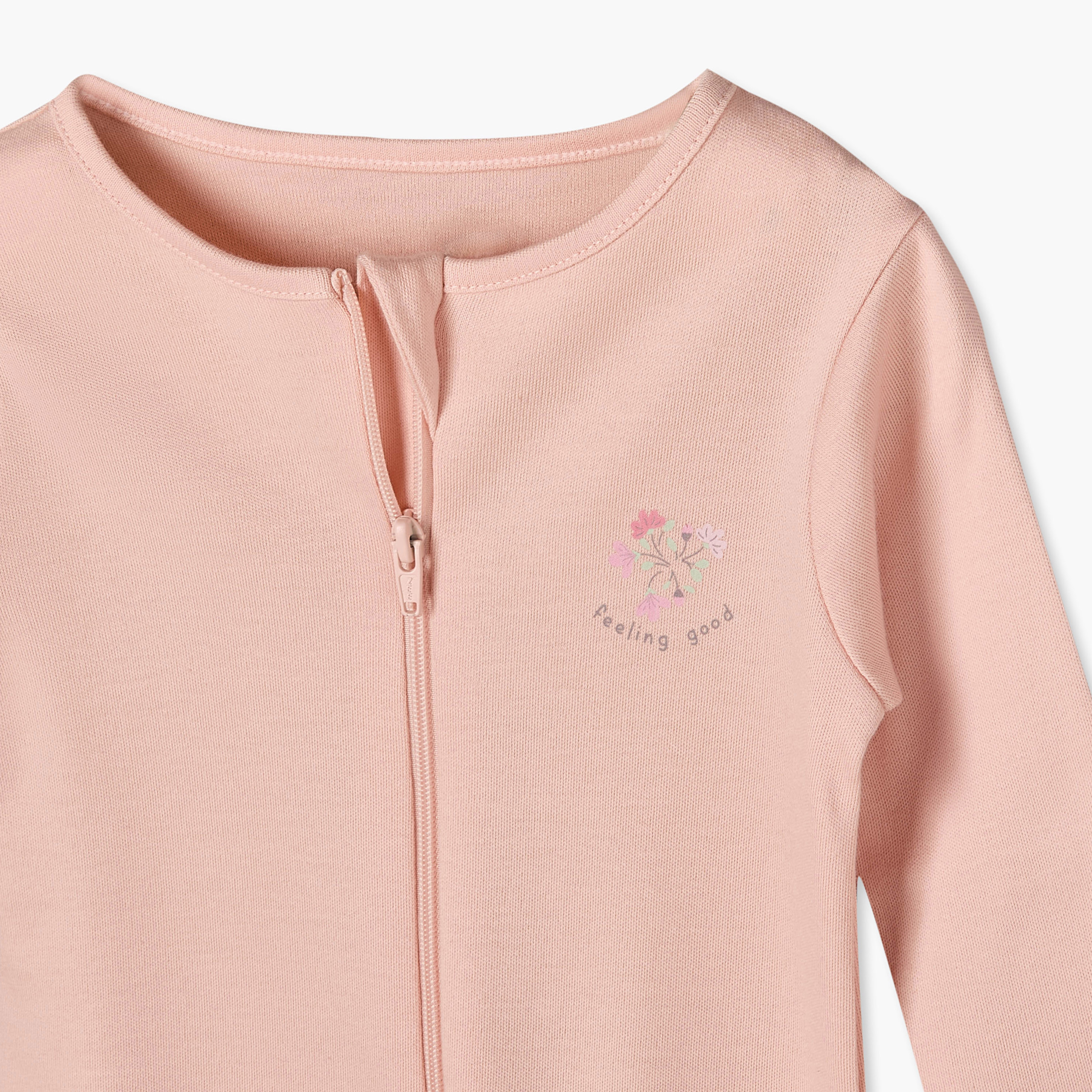 بدلة نوم قطن بياقة ضيقة وأكمام طويلة وطبعات زهرية من جونيورز - عبوة من 5 قطع-baby-girls-clothing-nightwear-sleepsuits-image-8