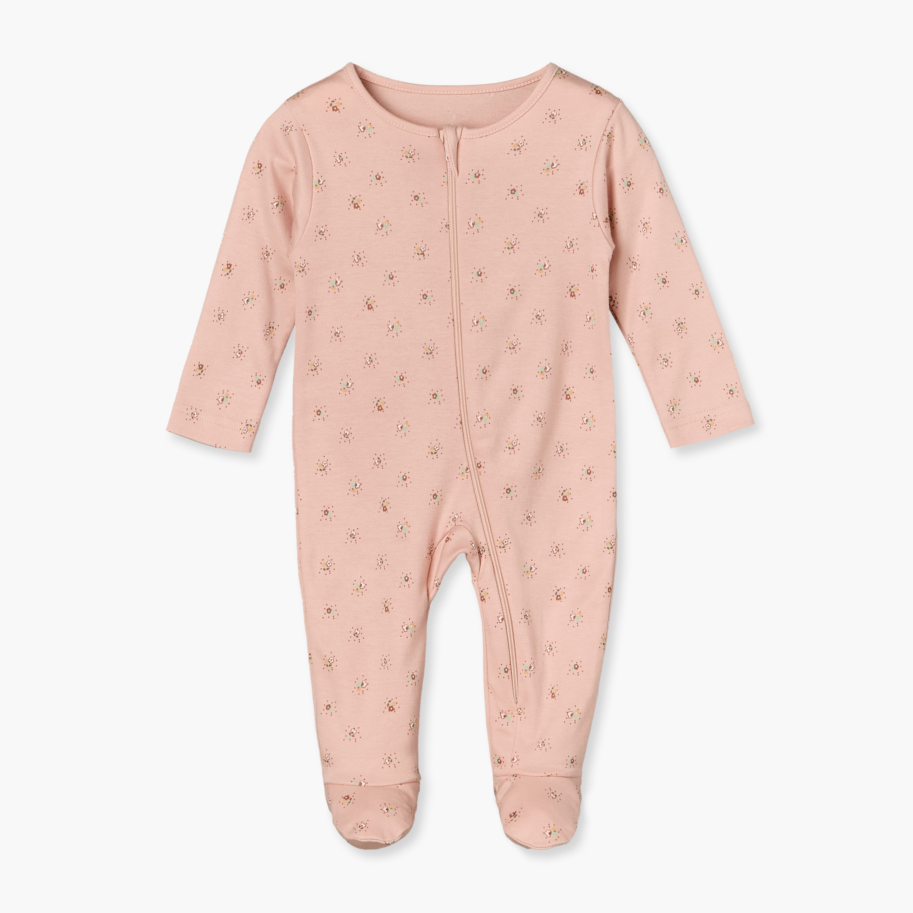 Pack of 5 Juniors Cotton Crew Neck Long Sleeves Sleepsuit with Floral Print-baby-girls-clothing-nightwear-sleepsuits-image-2