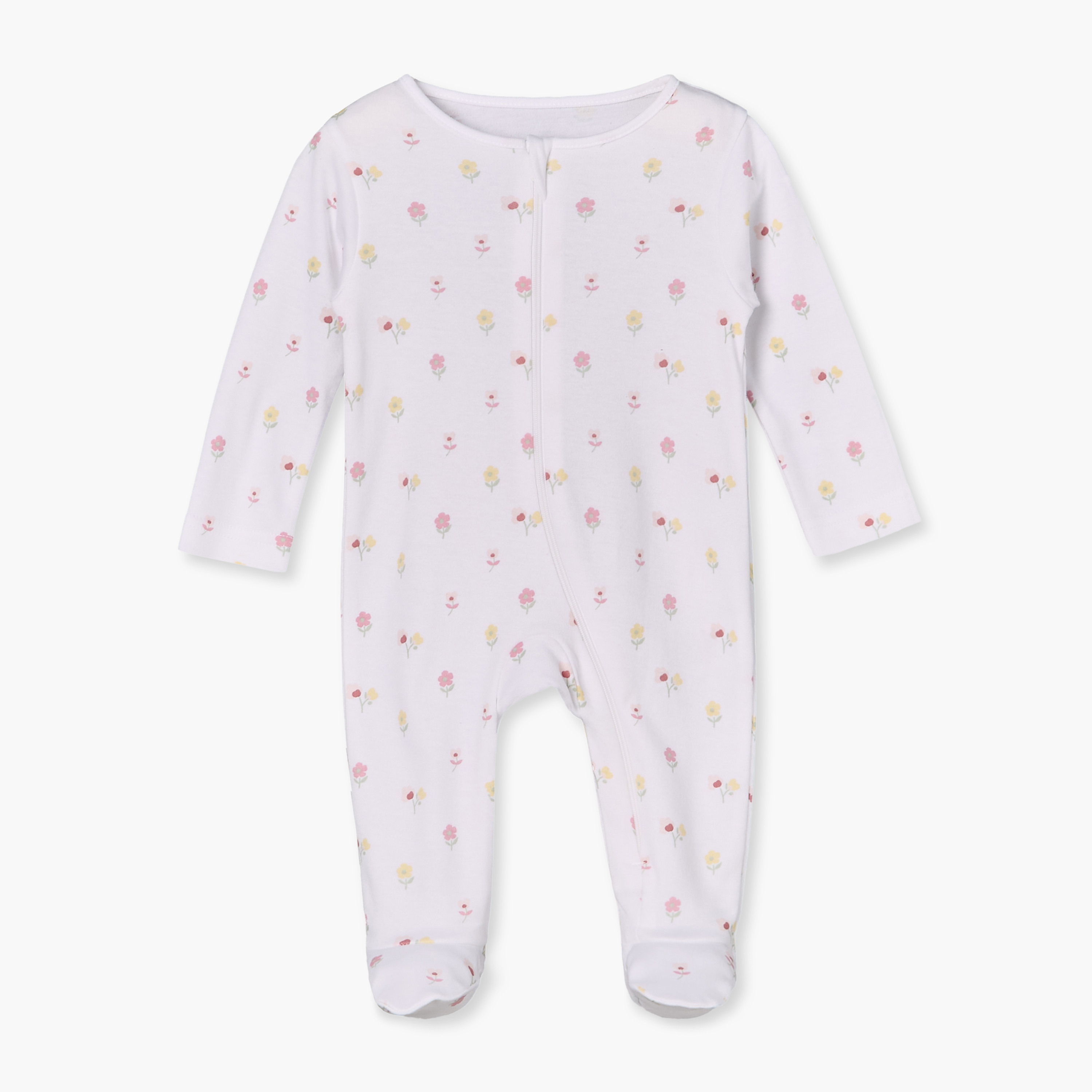 Pack of 5 Juniors Cotton Crew Neck Long Sleeves Sleepsuit with Floral Print-baby-girls-clothing-nightwear-sleepsuits-image-3