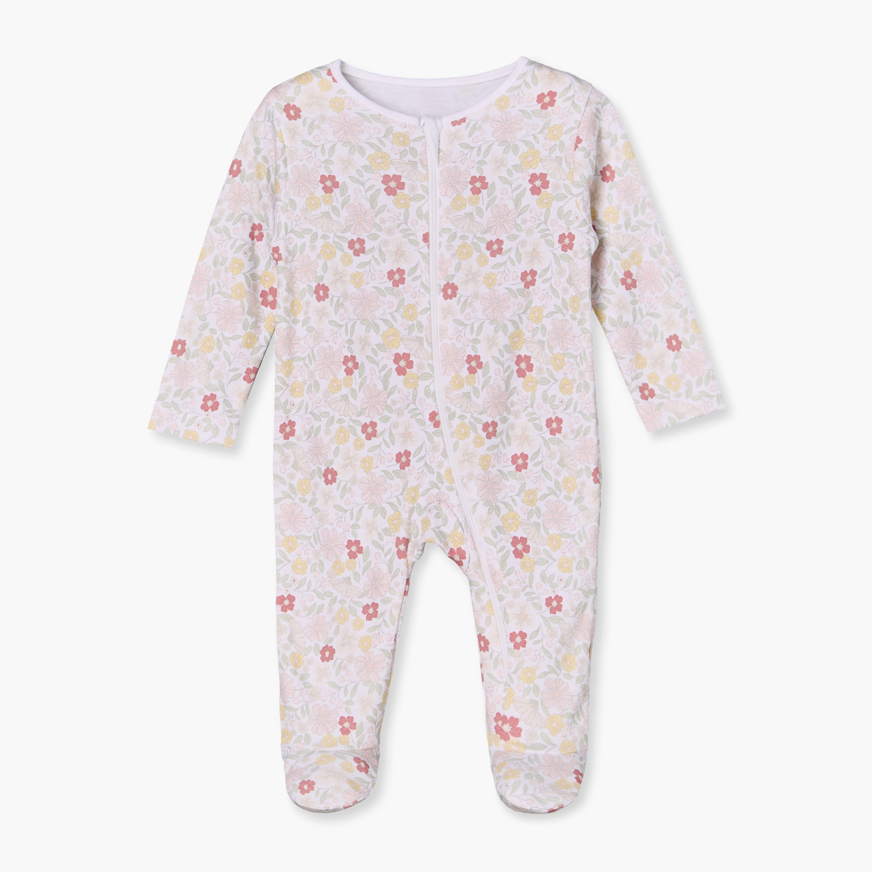 Pack of 5 Juniors Cotton Crew Neck Long Sleeves Sleepsuit with Floral Print-baby-girls-clothing-nightwear-sleepsuits-image-4