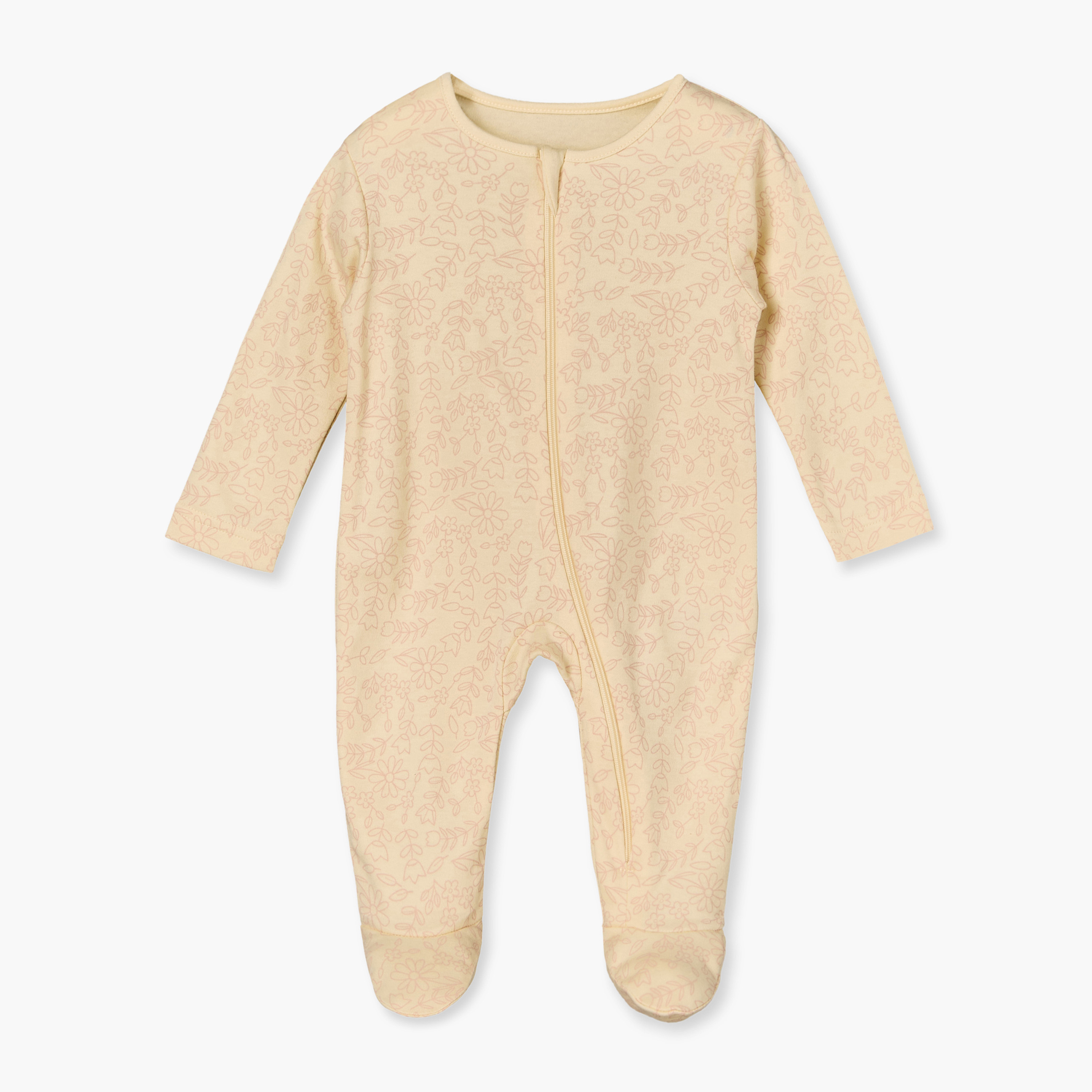 Pack of 5 Juniors Cotton Crew Neck Long Sleeves Sleepsuit with Floral Print-baby-girls-clothing-nightwear-sleepsuits-image-6
