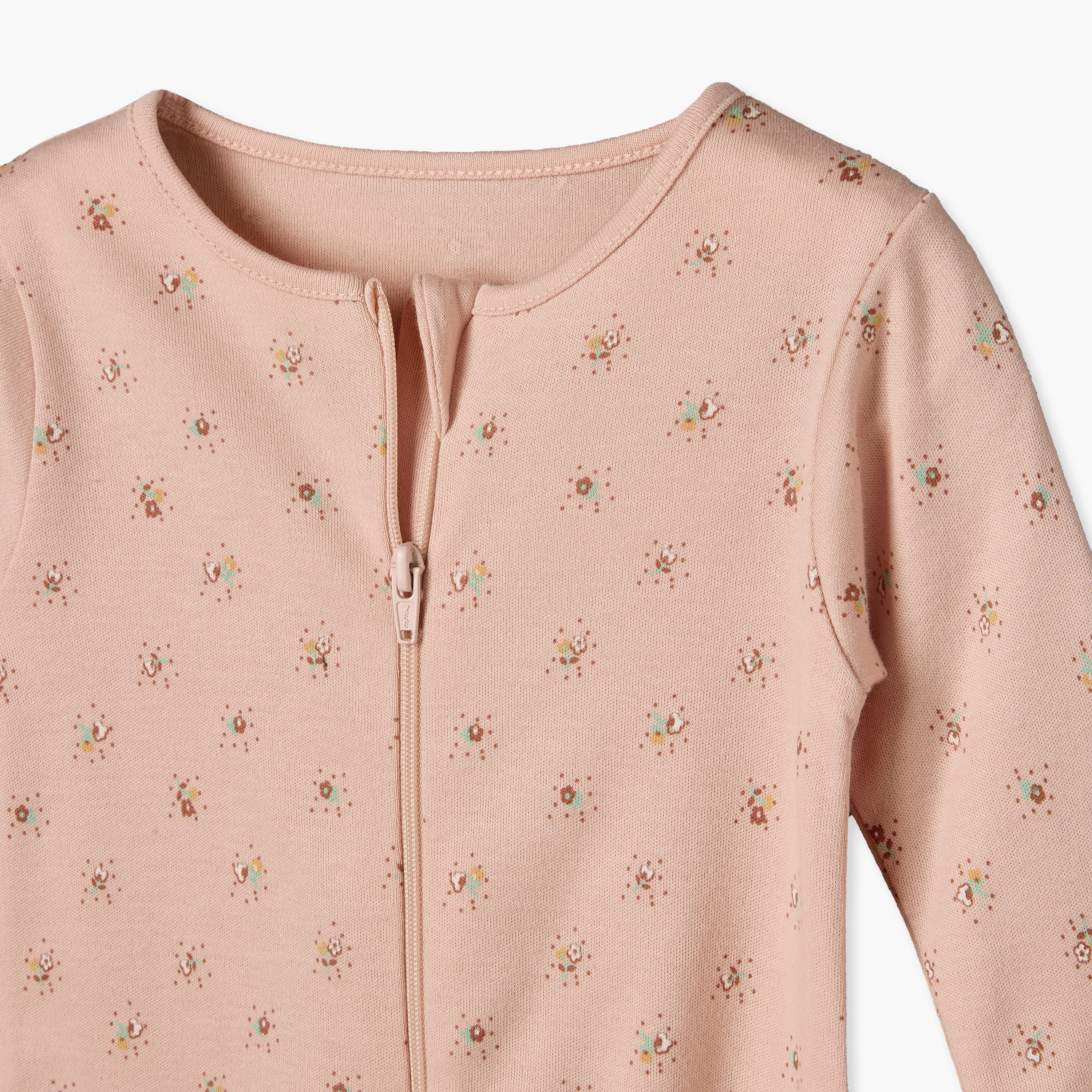 Pack of 5 Juniors Cotton Crew Neck Long Sleeves Sleepsuit with Floral Print-baby-girls-clothing-nightwear-sleepsuits-image-8