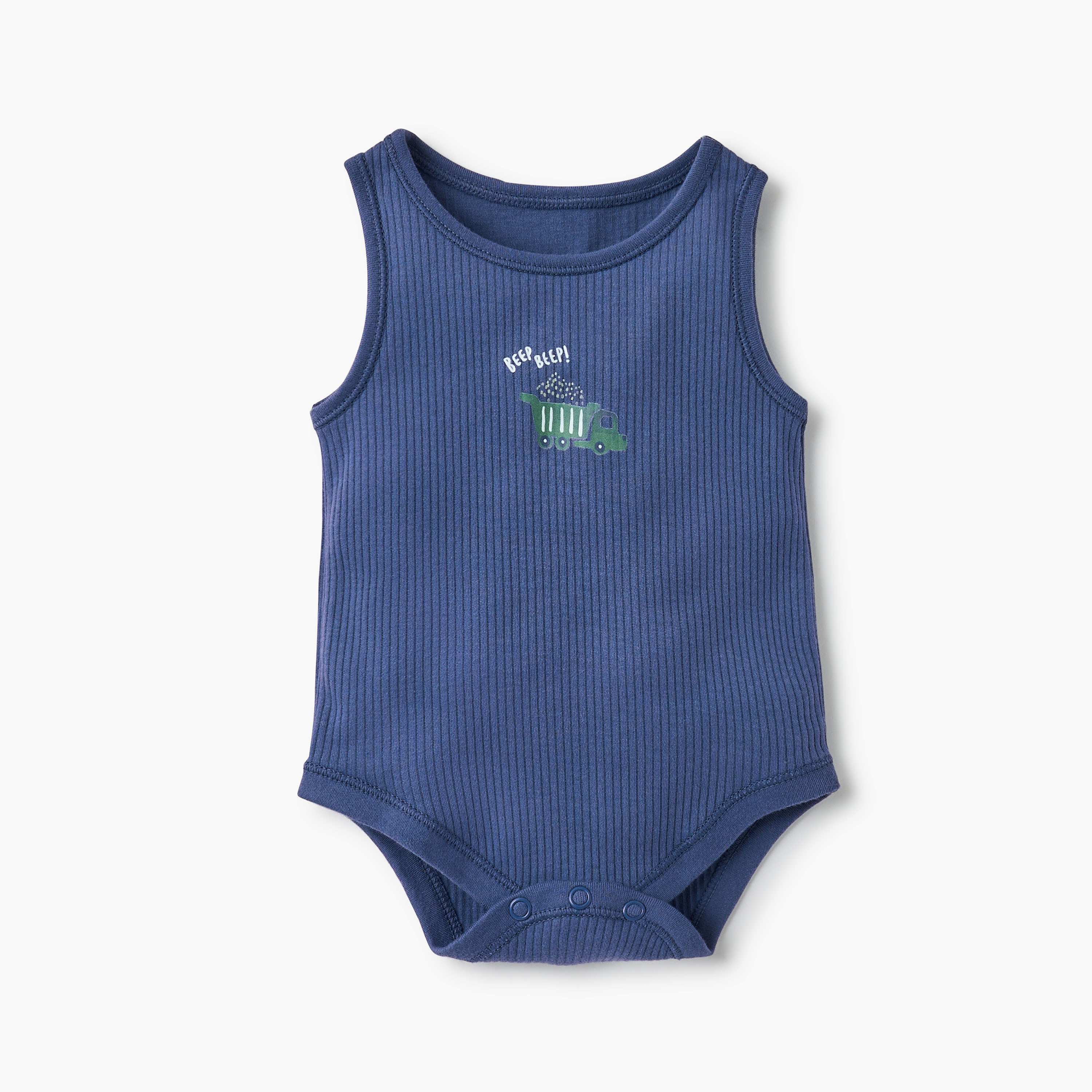 Juniors Printed Sleeveless Bodysuit with Button Closure - Set of 5-baby-boys-clothing-multipacks-image-3