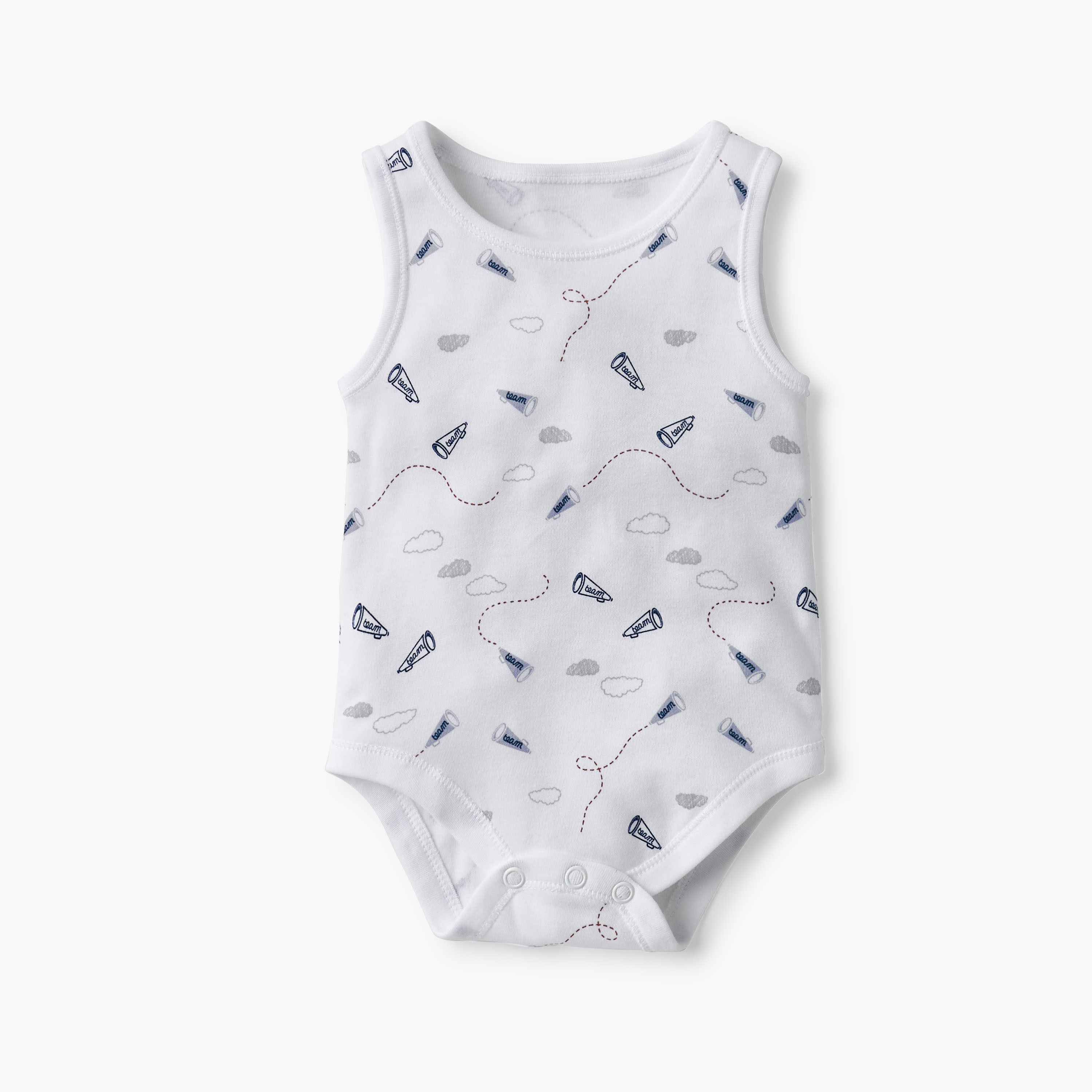 Juniors Printed Sleeveless Bodysuit with Button Closure - Set of 5-baby-boys-clothing-multipacks-image-4