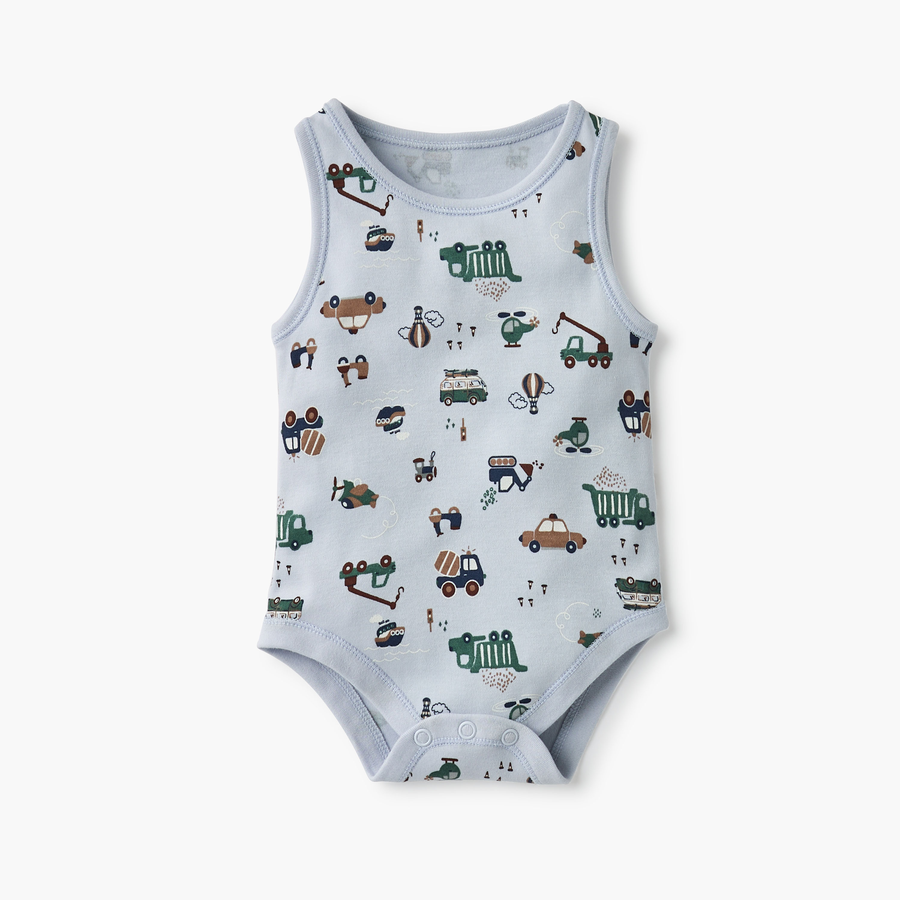 Juniors Printed Sleeveless Bodysuit with Button Closure - Set of 5-baby-boys-clothing-multipacks-image-5