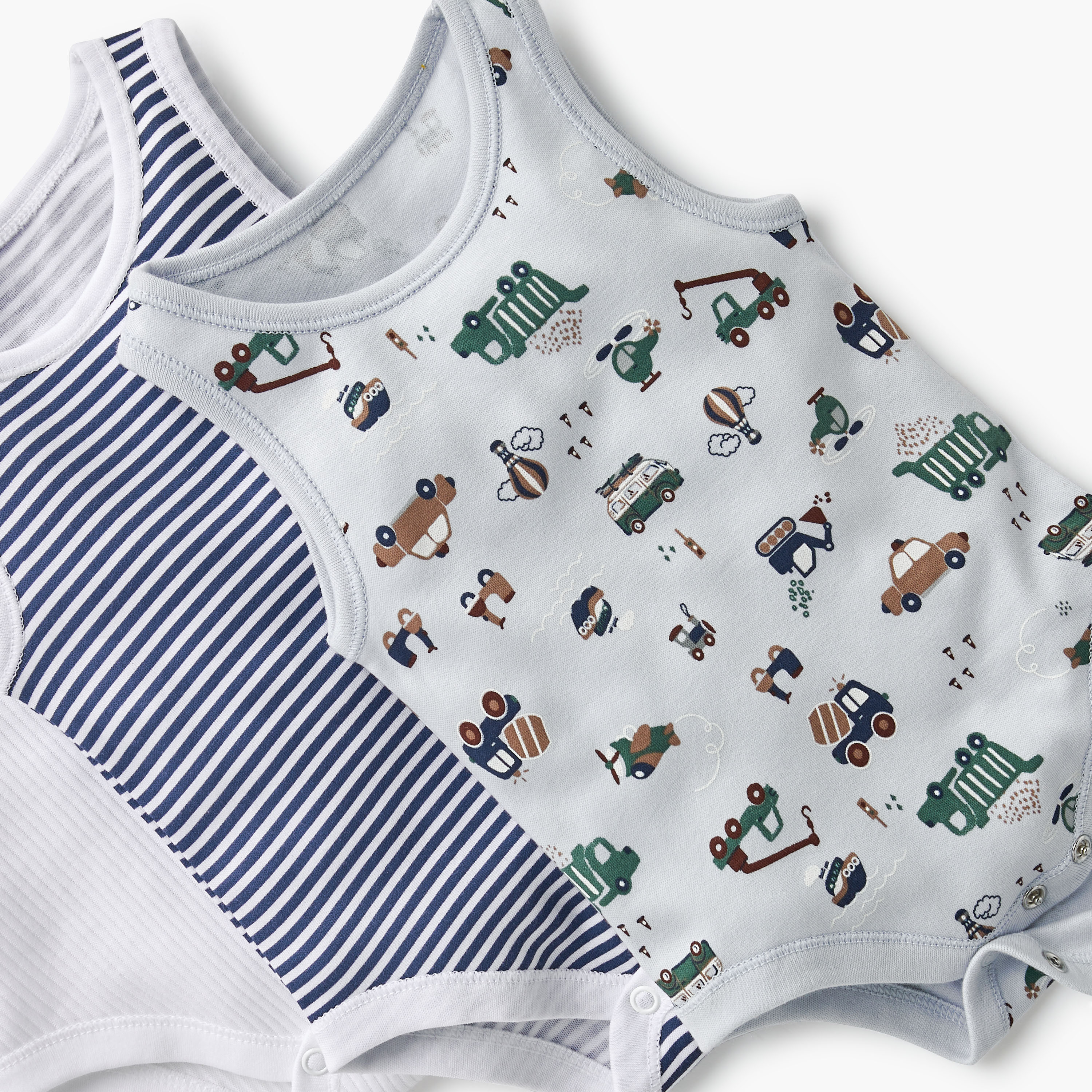 Juniors Printed Sleeveless Bodysuit with Button Closure - Set of 5-baby-boys-clothing-multipacks-image-7