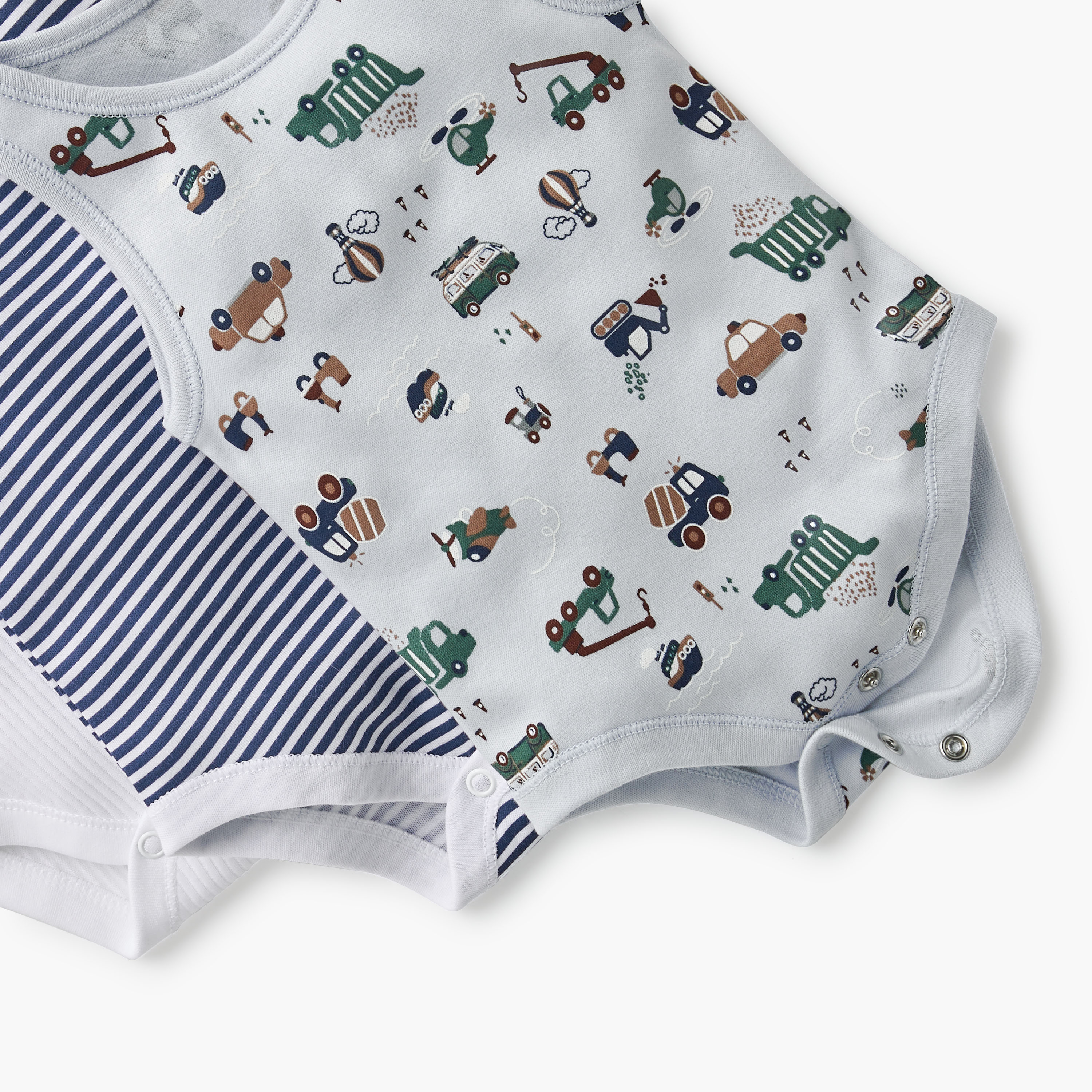 Juniors Printed Sleeveless Bodysuit with Button Closure - Set of 5-baby-boys-clothing-multipacks-image-8