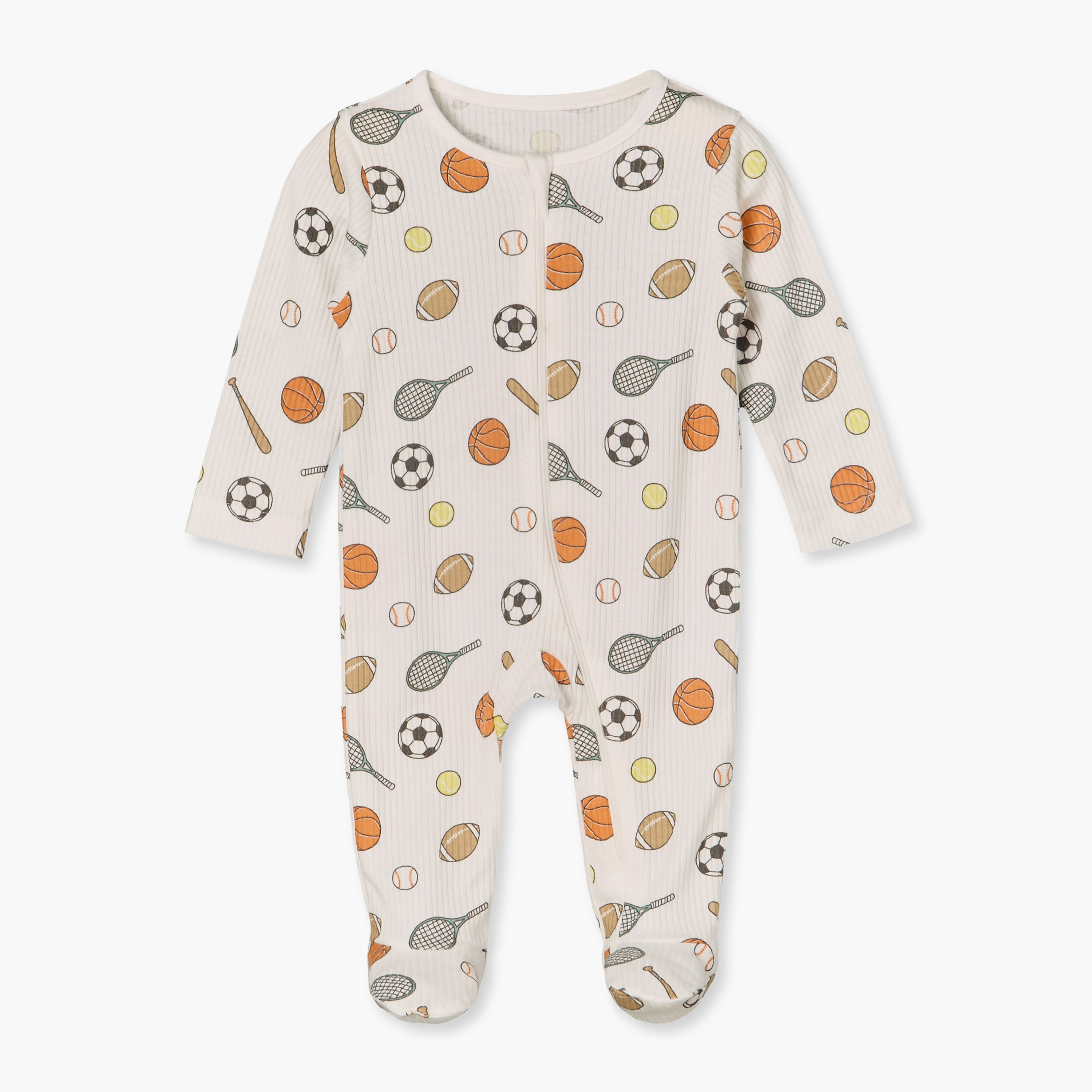 بدلات نوم قطنية بياقة ضيقة وأكمام طويلة بطبعات رياضية من جونيورز - عبوة من 5 قطع-baby-boys-clothing-nightwear-sleepsuits-image-4