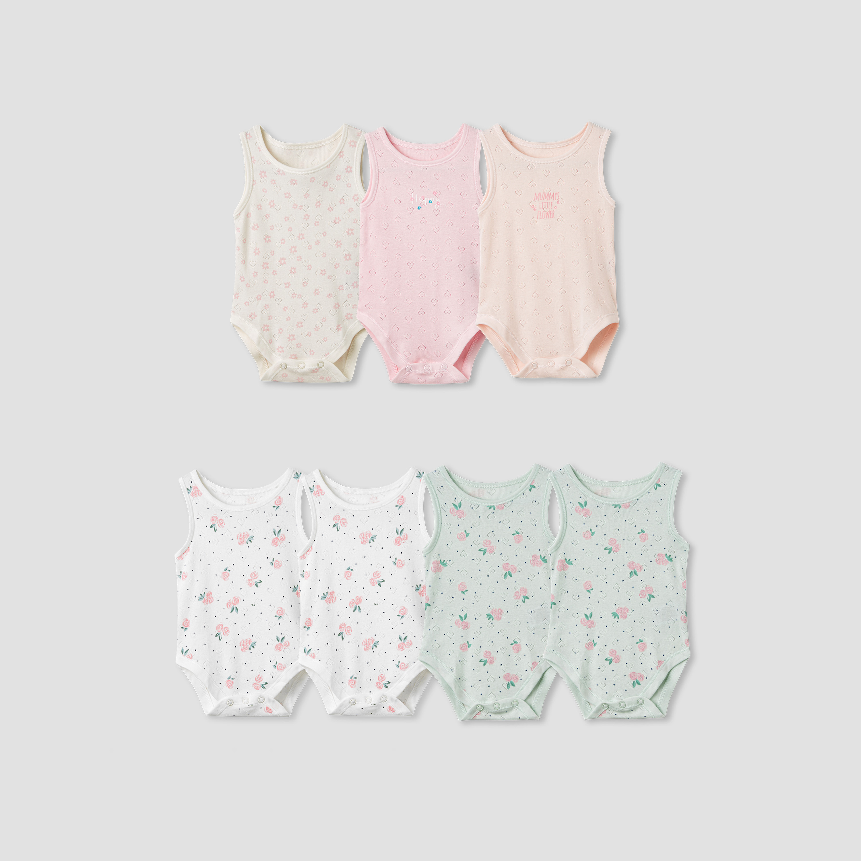 Juniors Assorted Sleeveless Bodysuit - Set of 7-baby-girls-clothing-bodysuits-image-1