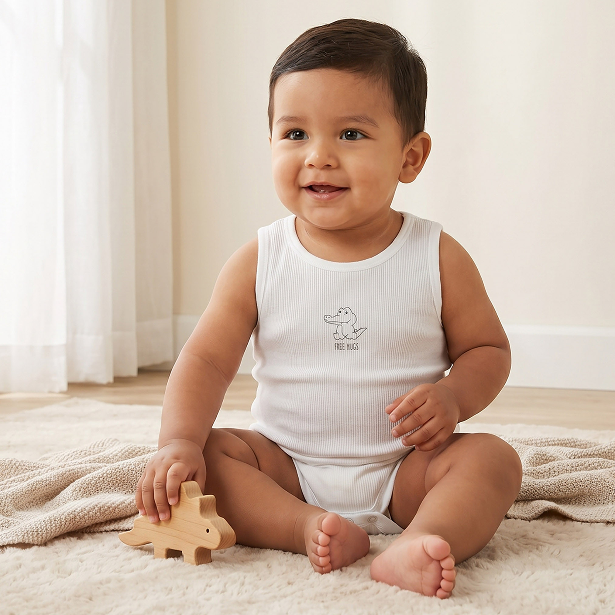 Pack of 7 Juniors Cotton Round Neck Sleeveless Bodysuit with Ribbed Design-baby-boys-clothing-bodysuits-image-3