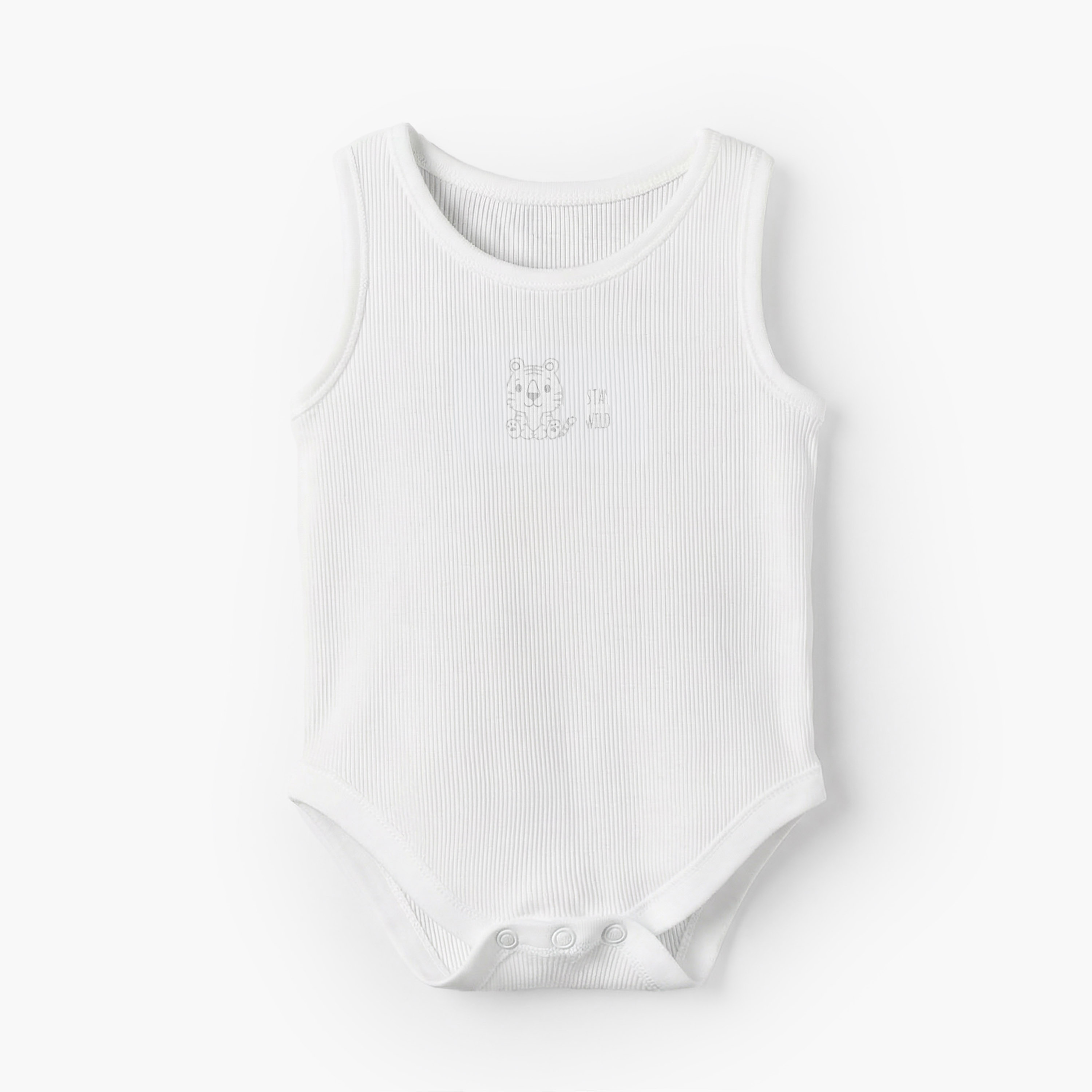 Pack of 7 Juniors Cotton Round Neck Sleeveless Bodysuit with Ribbed Design-baby-boys-clothing-bodysuits-image-4