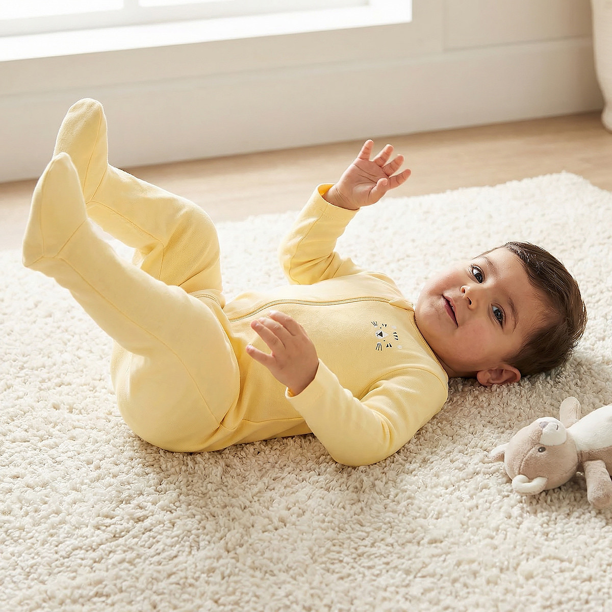 Pack of 7 Juniors Cotton Round Neck Long Sleeves Sleepsuit with Zip Closure-baby-girls-clothing-nightwear-sleepsuits-image-2