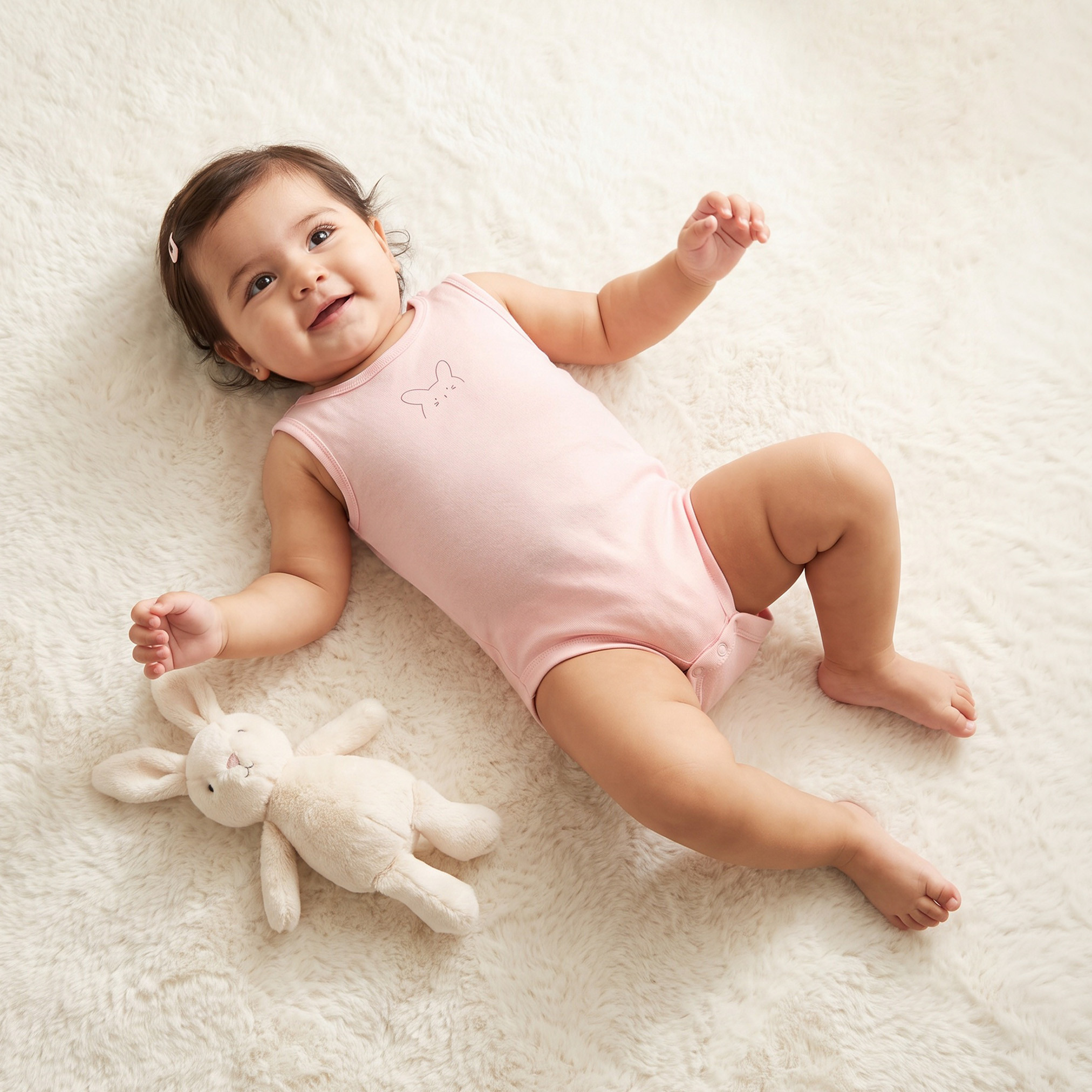 طقم بودي سوت قطن دون أكمام بياقة مستديرة وأزرار إغلاق كباسة 5 قطع من جونيورز-baby-girls-clothing-bodysuits-image-2