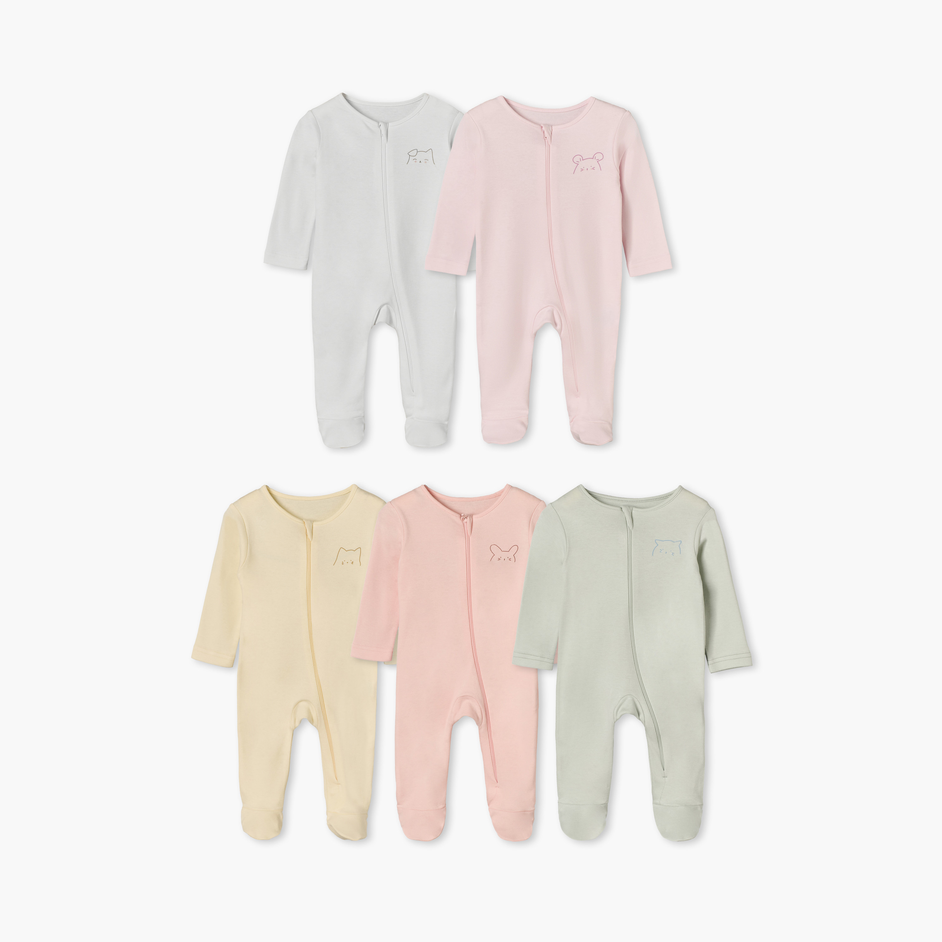 Juniors Cotton Crew Neck Long Sleeves Sleepsuit with Cat Print-baby-girls-clothing-nightwear-sleepsuits-image-1