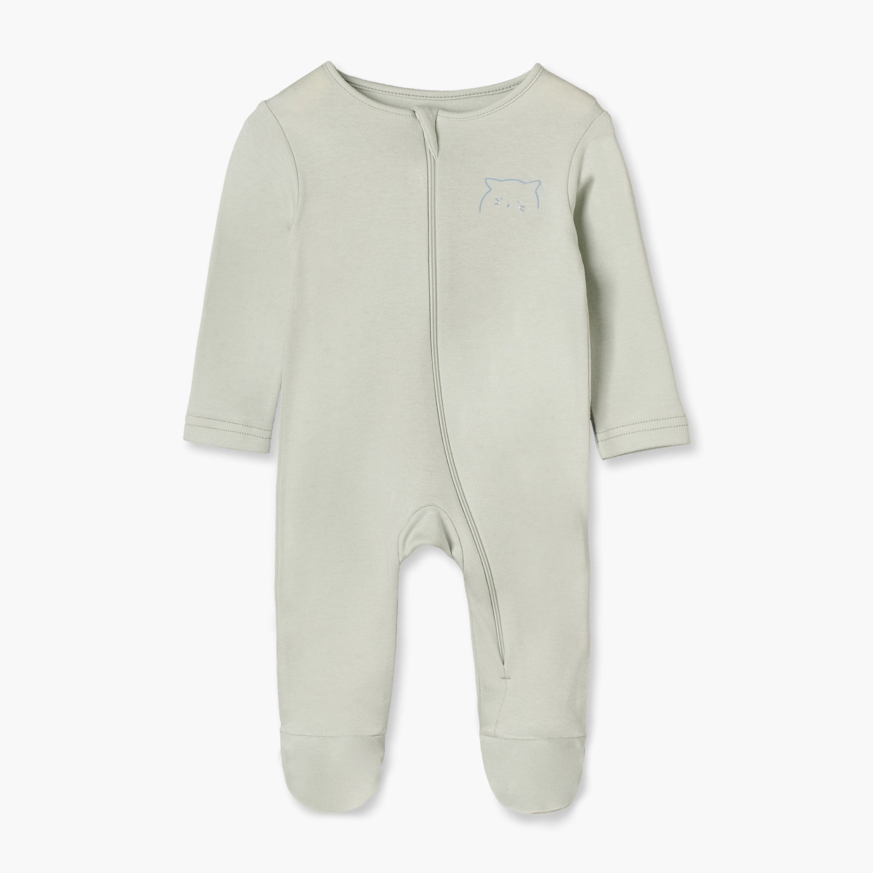 Juniors Cotton Crew Neck Long Sleeves Sleepsuit with Cat Print-baby-girls-clothing-nightwear-sleepsuits-image-4