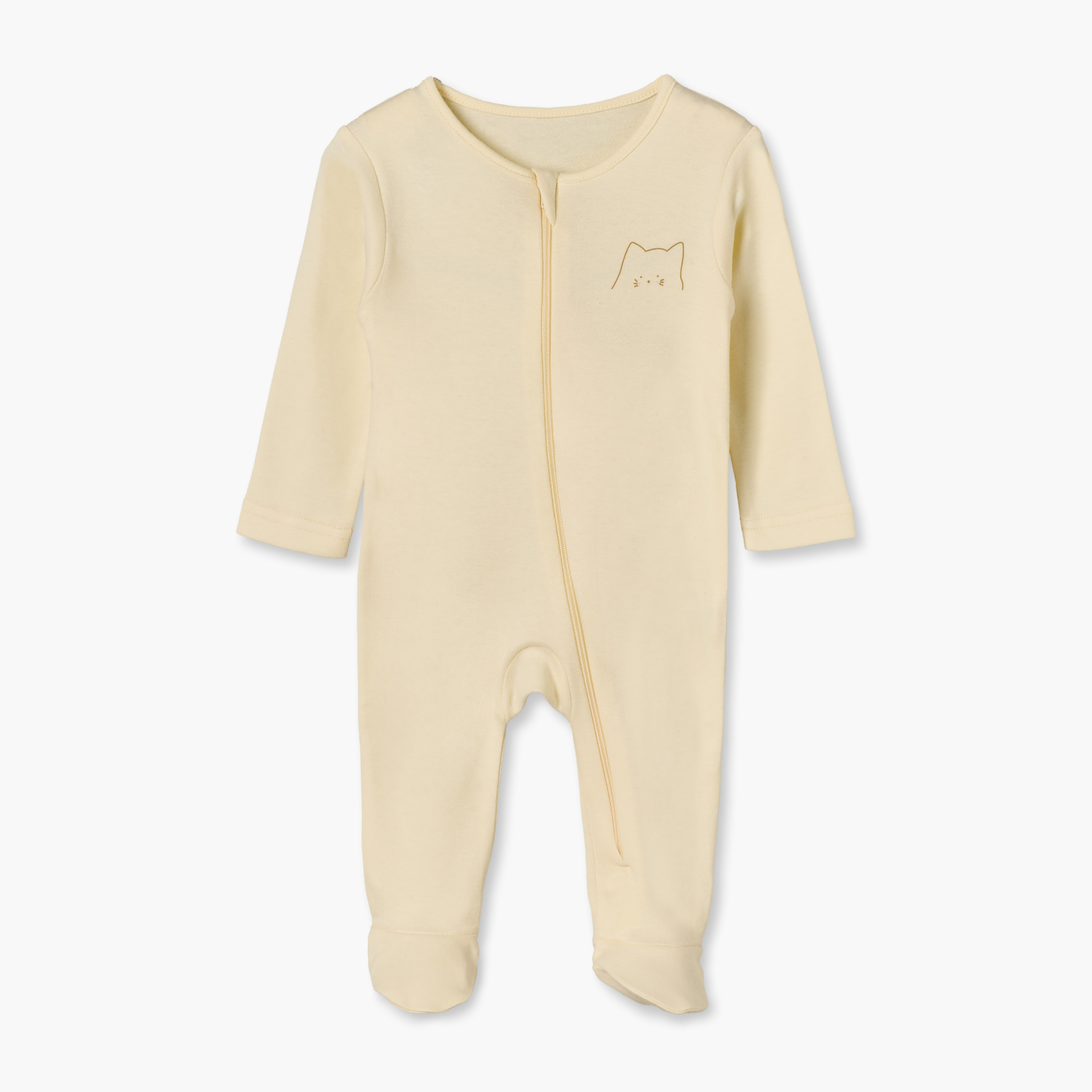 Juniors Cotton Crew Neck Long Sleeves Sleepsuit with Cat Print-baby-girls-clothing-nightwear-sleepsuits-image-7