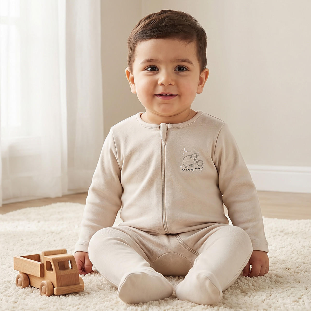 Pack of 7 Juniors Cotton Round Neck Long Sleeves Sleepsuit with Zip Closure-baby-girls-clothing-nightwear-sleepsuits-image-2