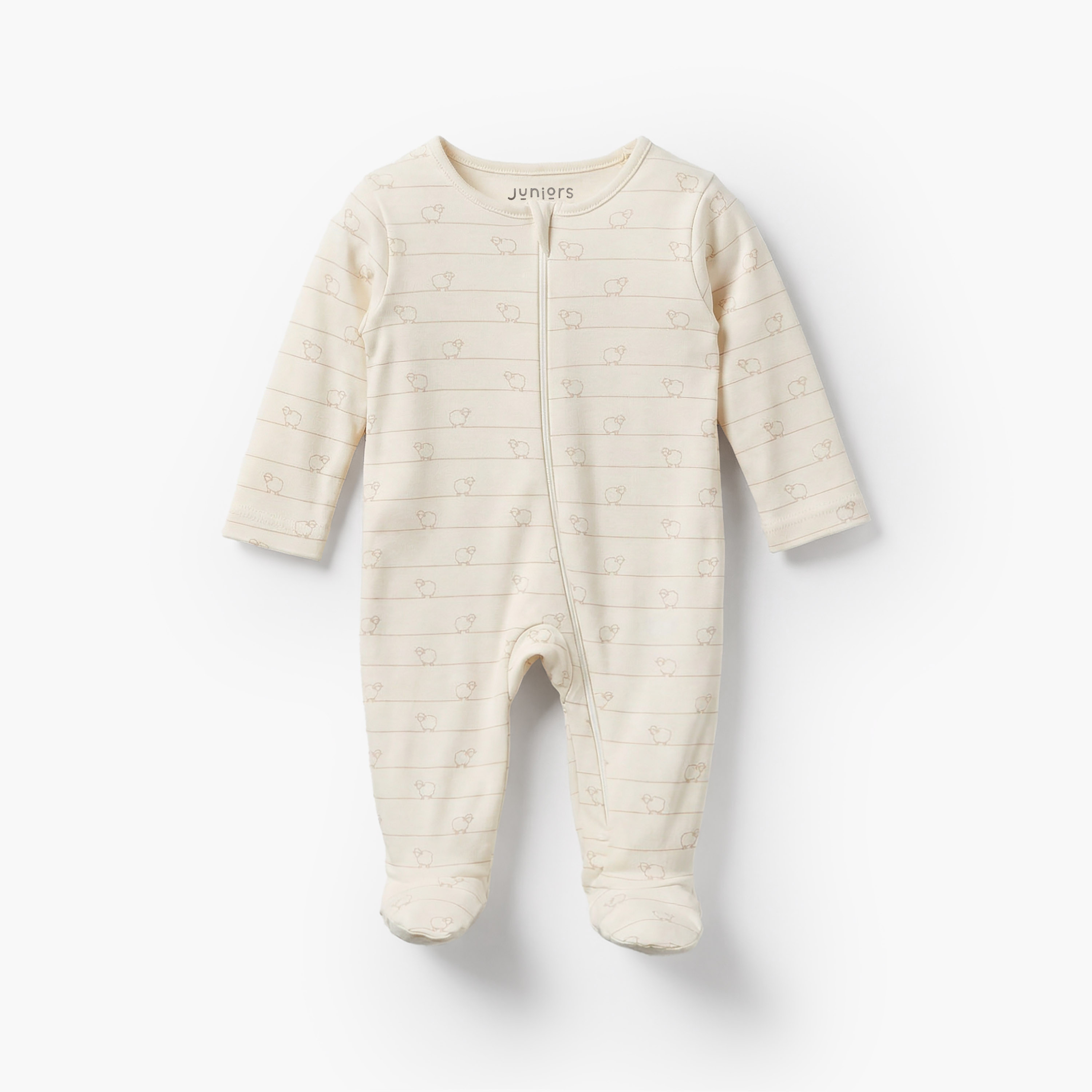 Pack of 7 Juniors Cotton Round Neck Long Sleeves Sleepsuit with Zip Closure-baby-girls-clothing-nightwear-sleepsuits-image-4