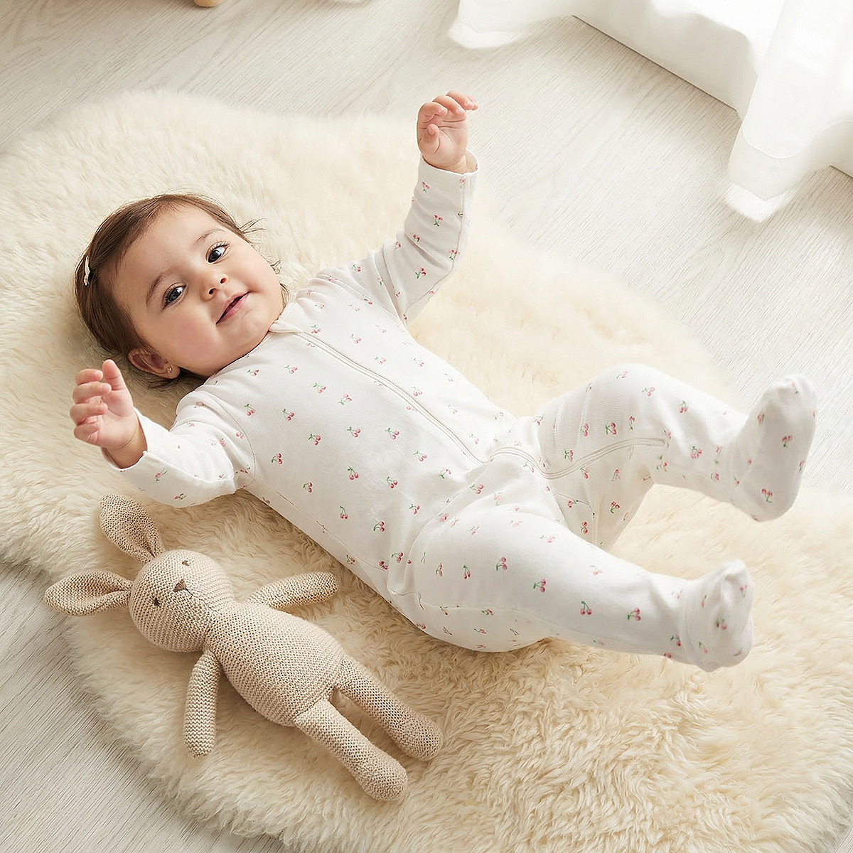 Pack of 7 Juniors Cotton Round Neck Long Sleeves Sleepsuit with Zip Closure-baby-girls-clothing-nightwear-sleepsuits-image-2