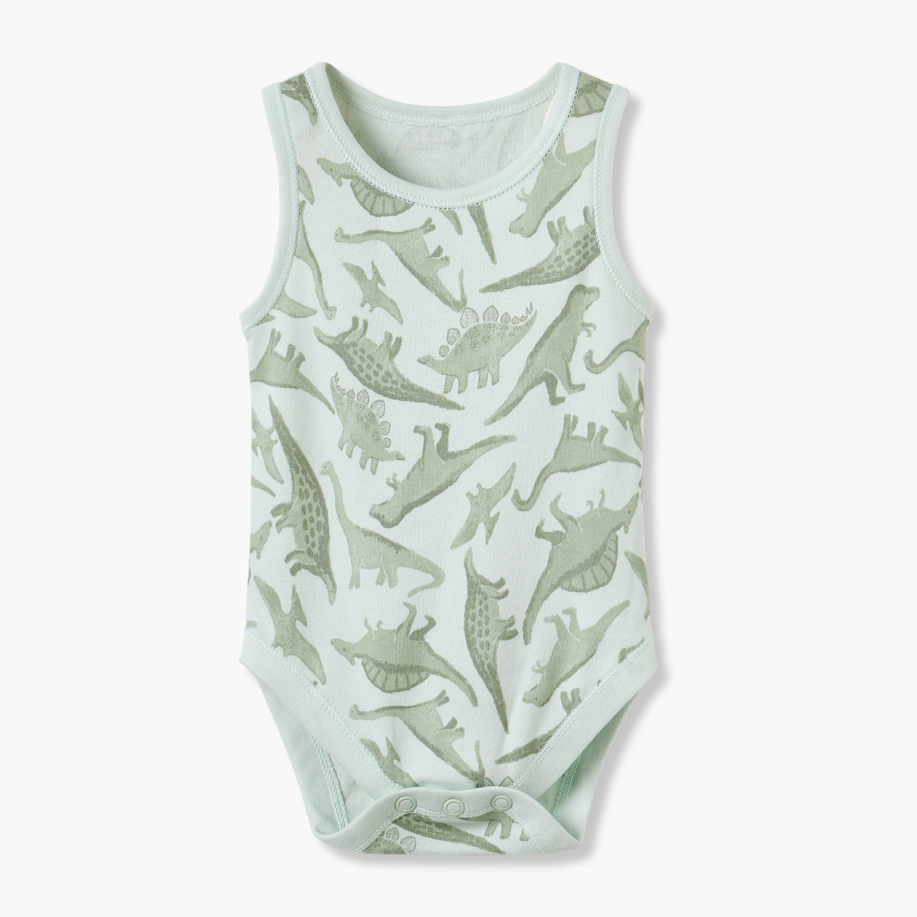Juniors Printed Sleeveless Bodysuit with Button Closure - Set of 5-baby-boys-clothing-bodysuits-image-3