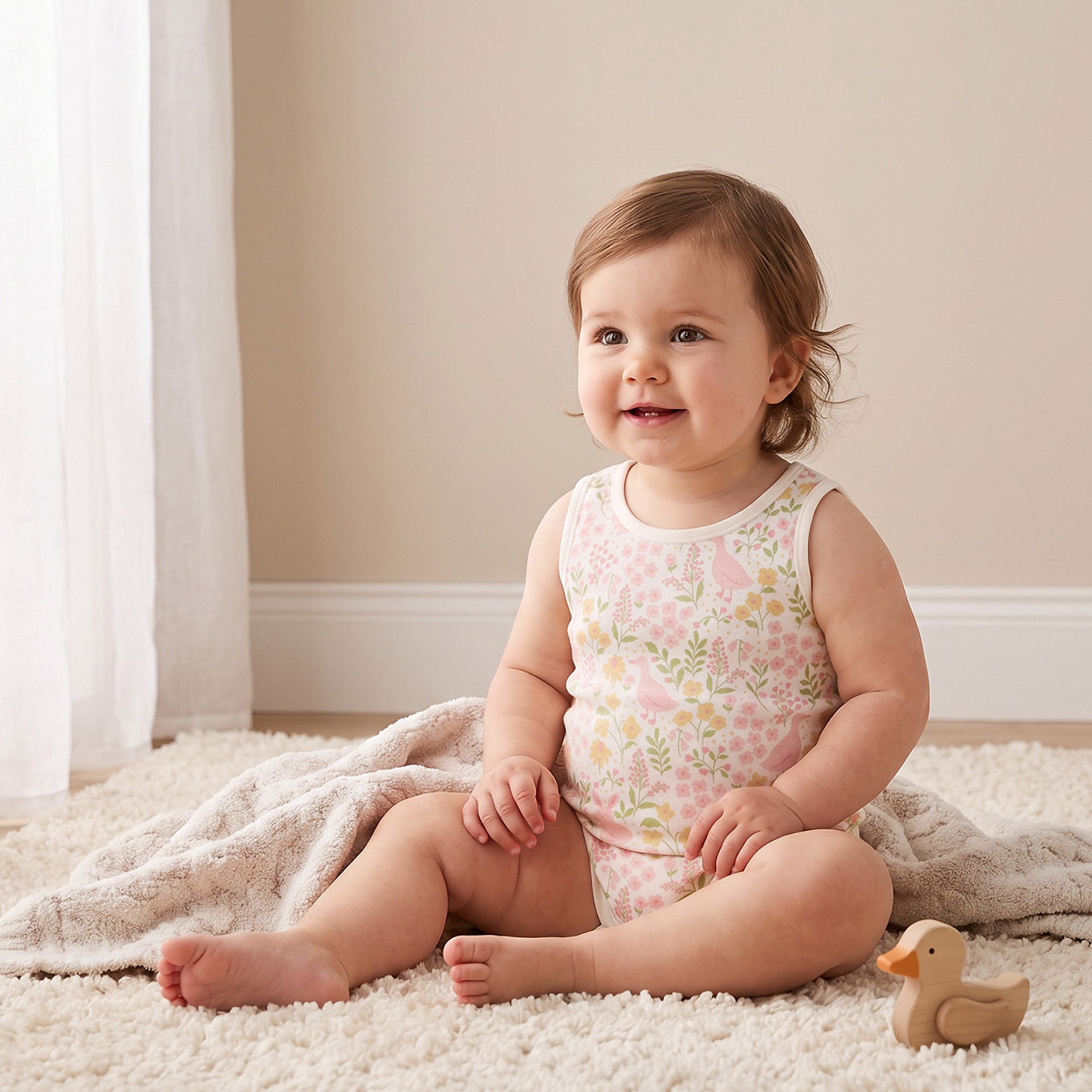 طقم بودي سوت قطن دون أكمام بياقة ضيقة وطبعات زهرية 5 قطع من جونيورز-baby-girls-clothing-bodysuits-image-2