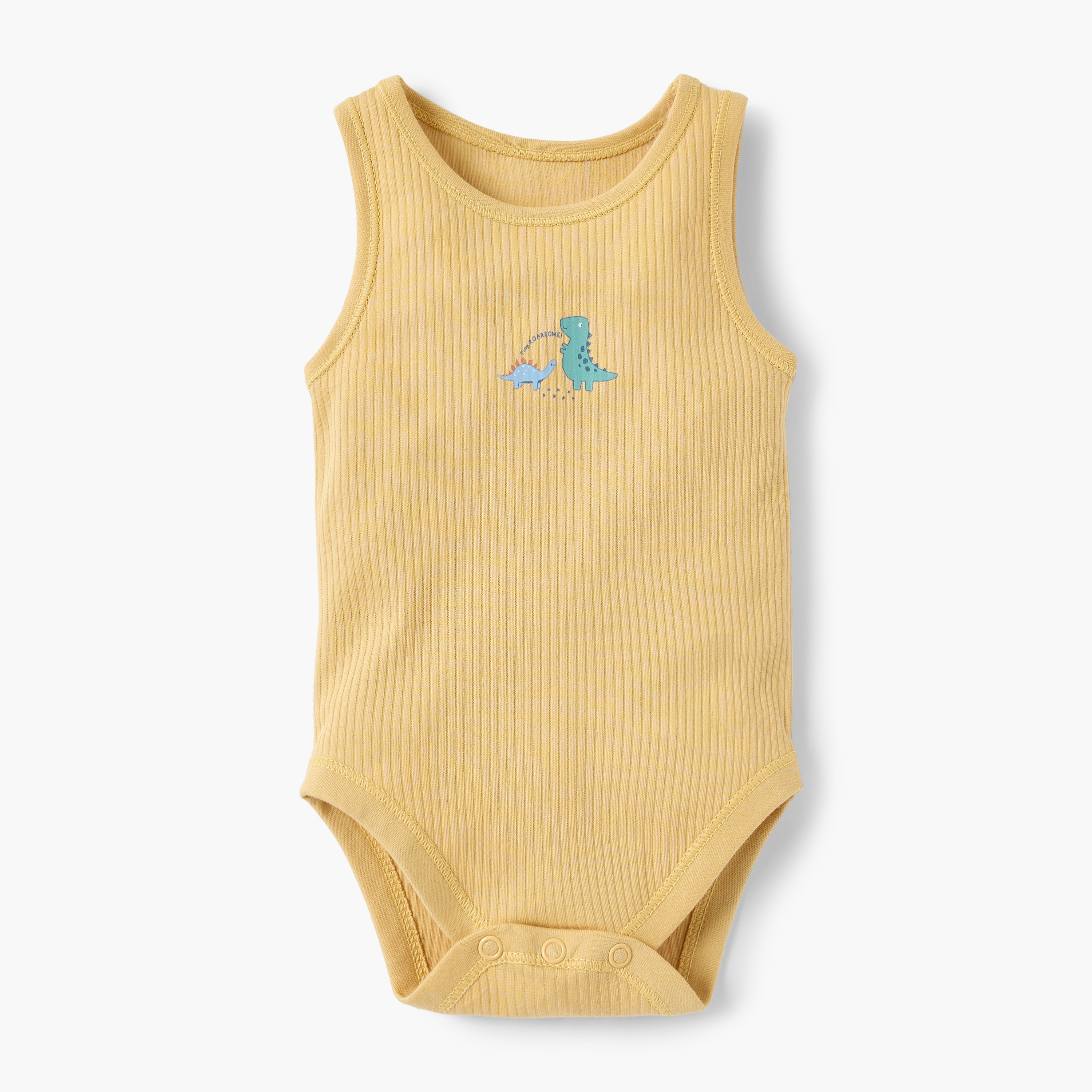 Juniors Dinosaur Print Sleeveless Bodysuit with Button Closure - Set of 5-baby-boys-clothing-multipacks-image-5