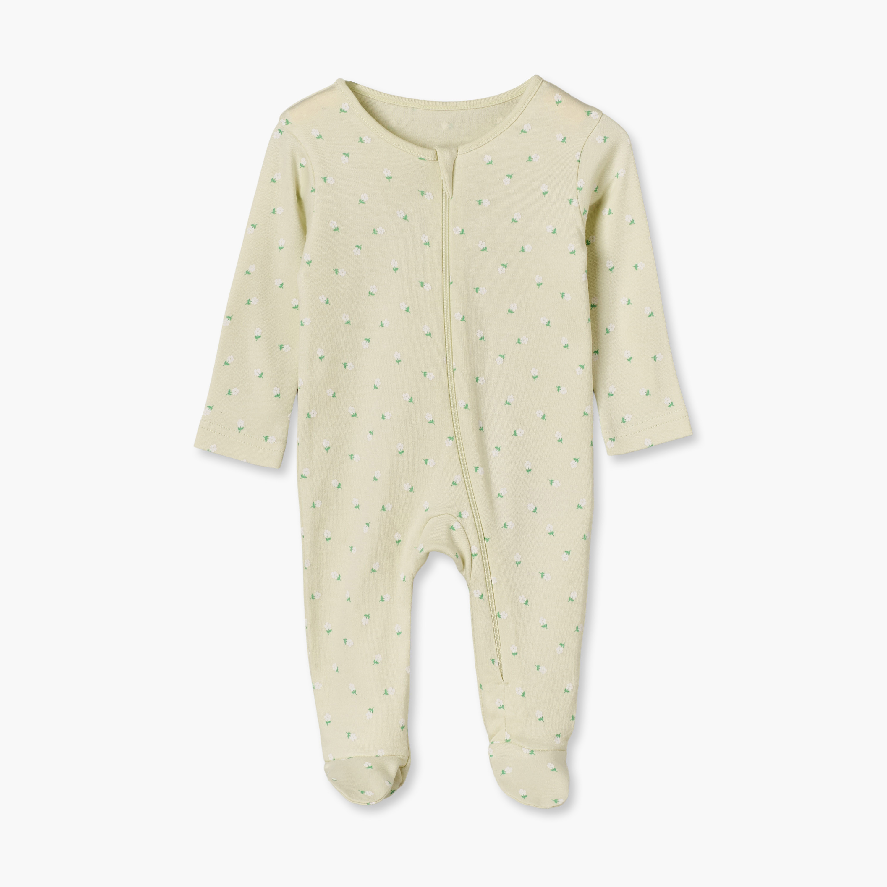 Pack of 5 Juniors Cotton Crew Neck Long Sleeves Sleepsuit with Floral Print-baby-girls-clothing-nightwear-sleepsuits-image-3