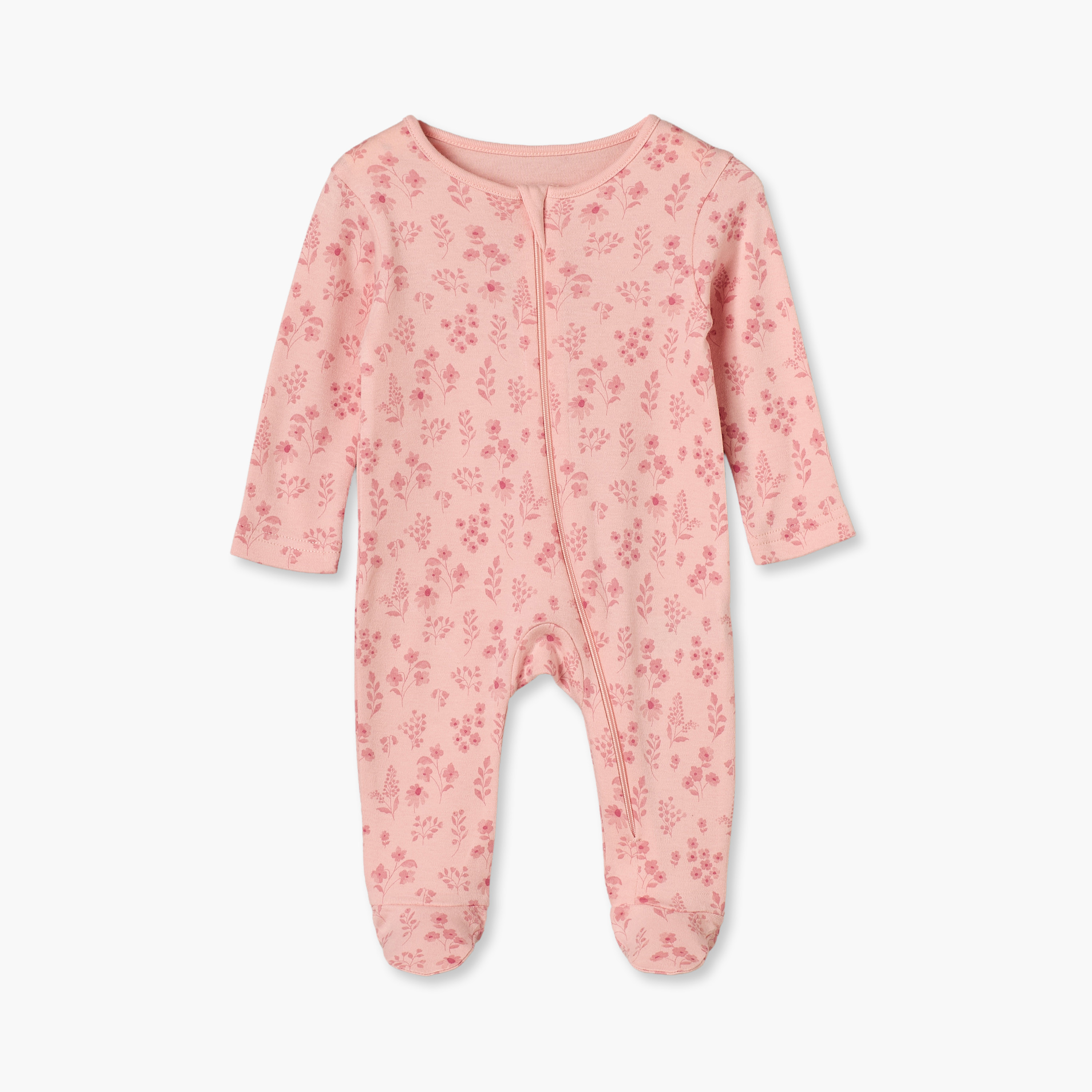 Pack of 5 Juniors Cotton Crew Neck Long Sleeves Sleepsuit with Floral Print-baby-girls-clothing-nightwear-sleepsuits-image-4