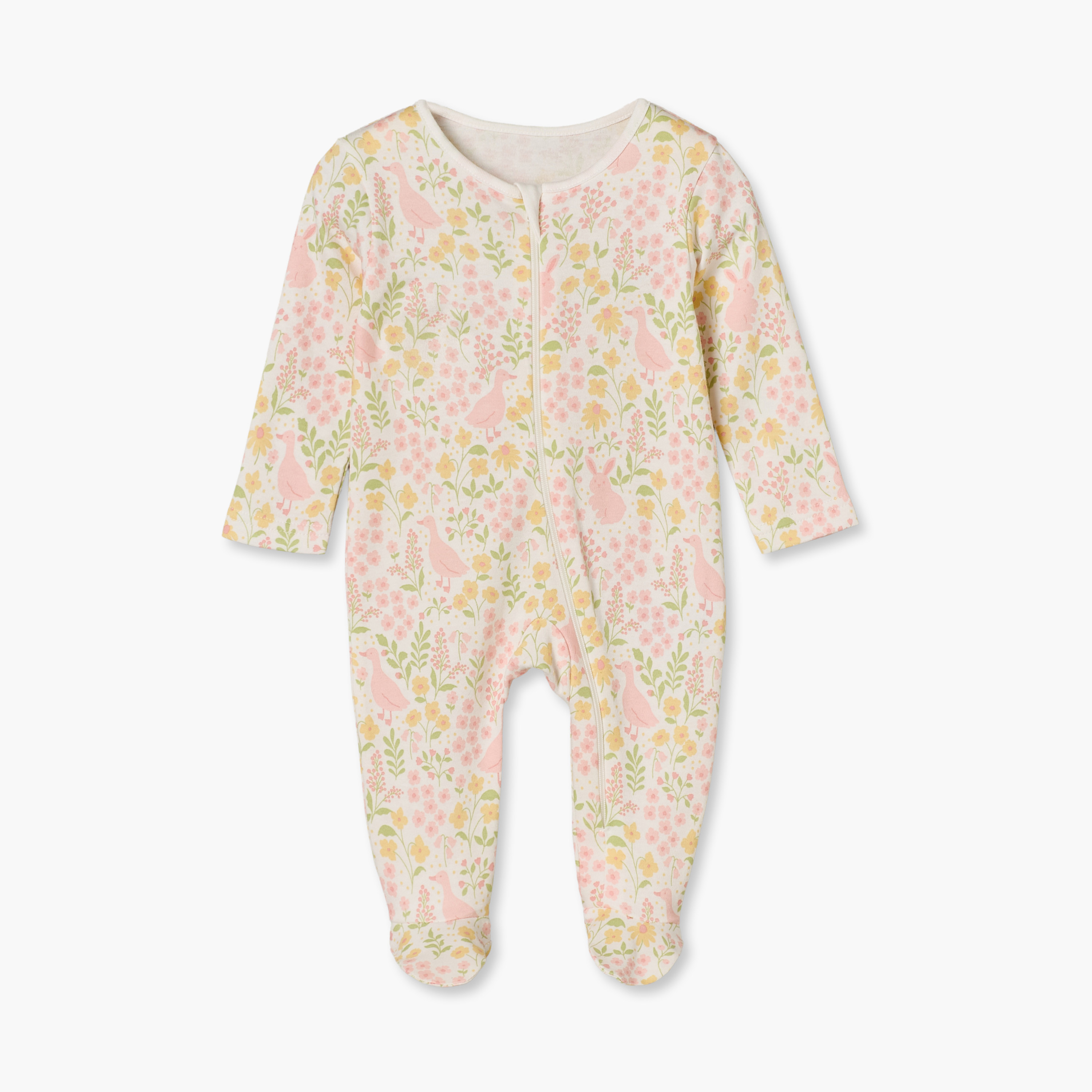 Pack of 5 Juniors Cotton Crew Neck Long Sleeves Sleepsuit with Floral Print-baby-girls-clothing-nightwear-sleepsuits-image-6