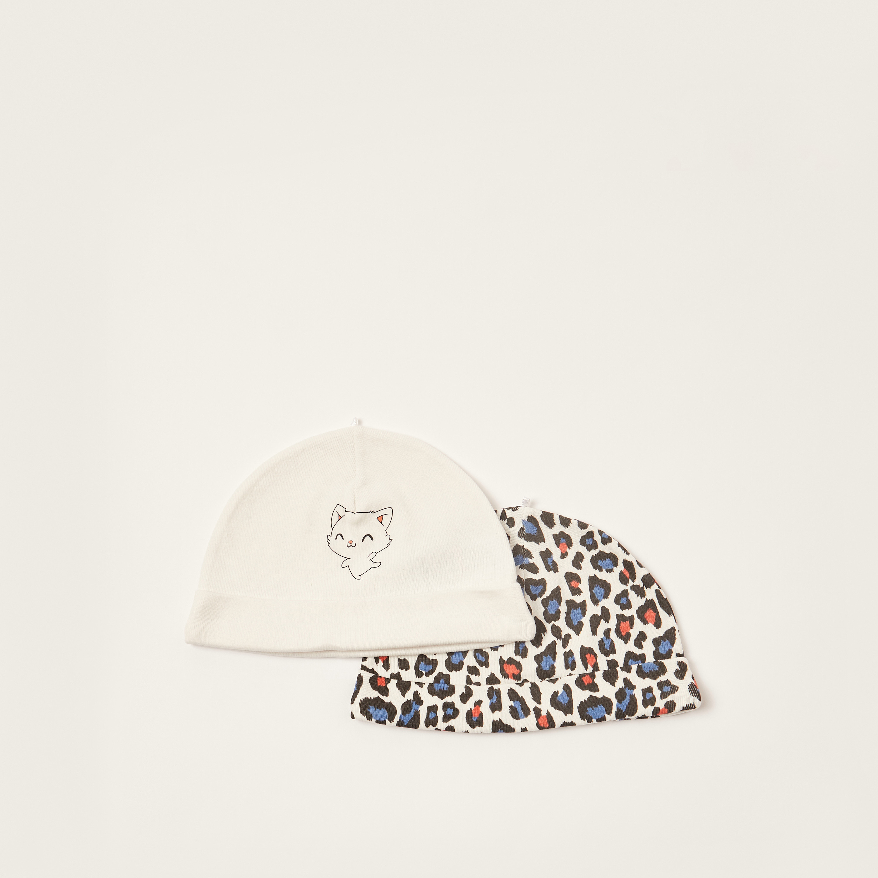 Juniors Printed Cap - Set of 2-baby-girls-accessories-caps-image-1