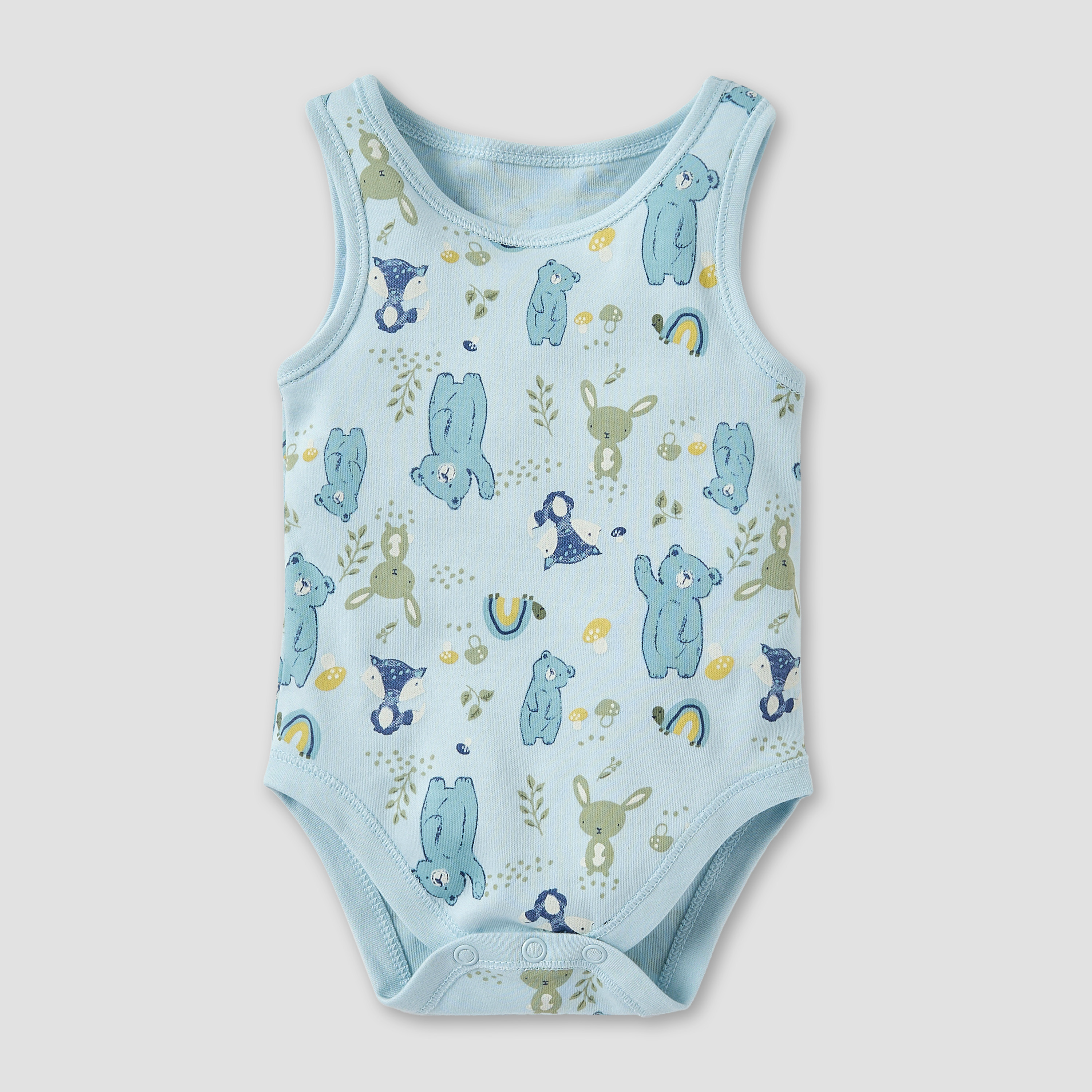 Juniors Bear Print Sleeveless Bodysuit with Button Closure - Set of 5-baby-boys-clothing-multipacks-image-2