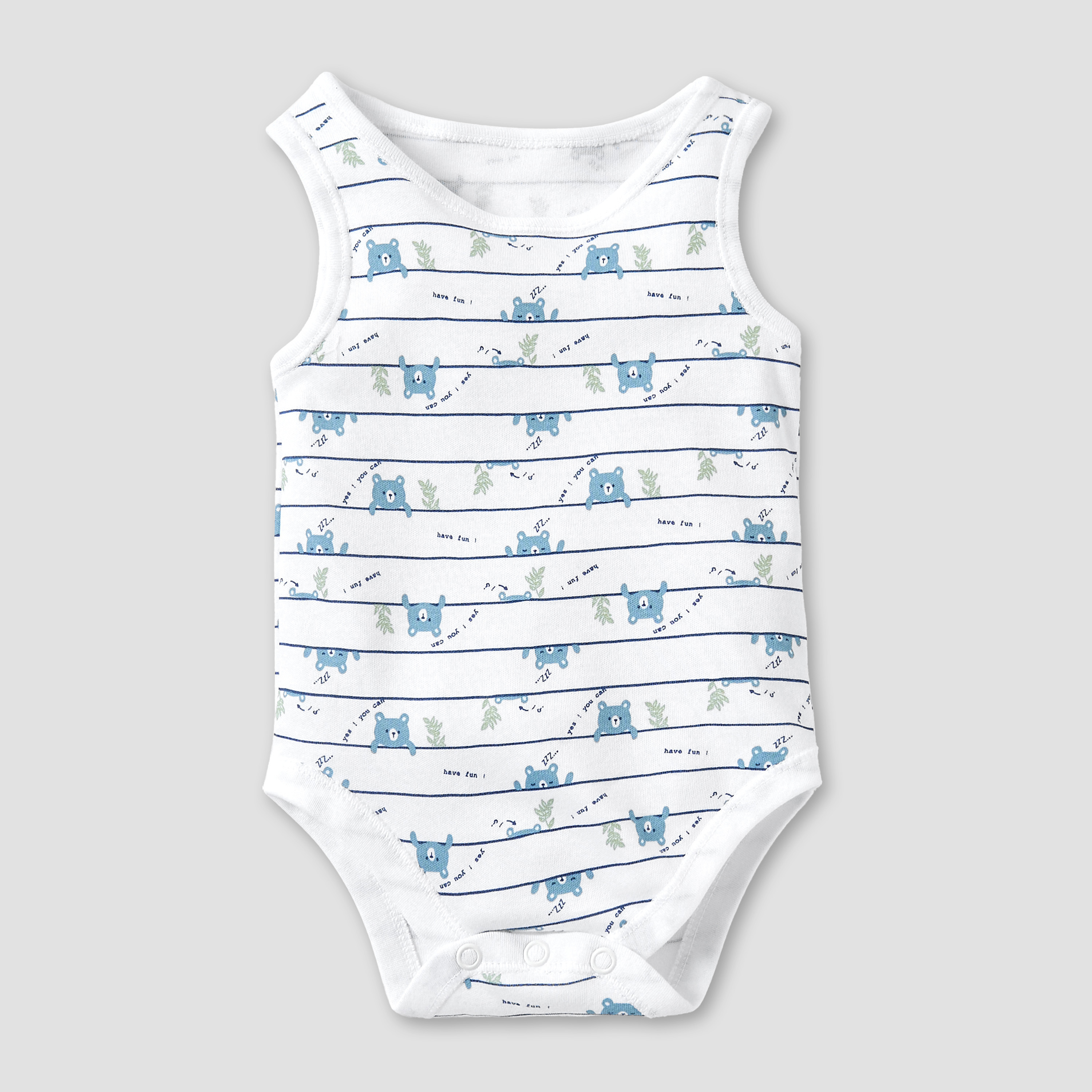 Juniors Bear Print Sleeveless Bodysuit with Button Closure - Set of 5-baby-boys-clothing-multipacks-image-4