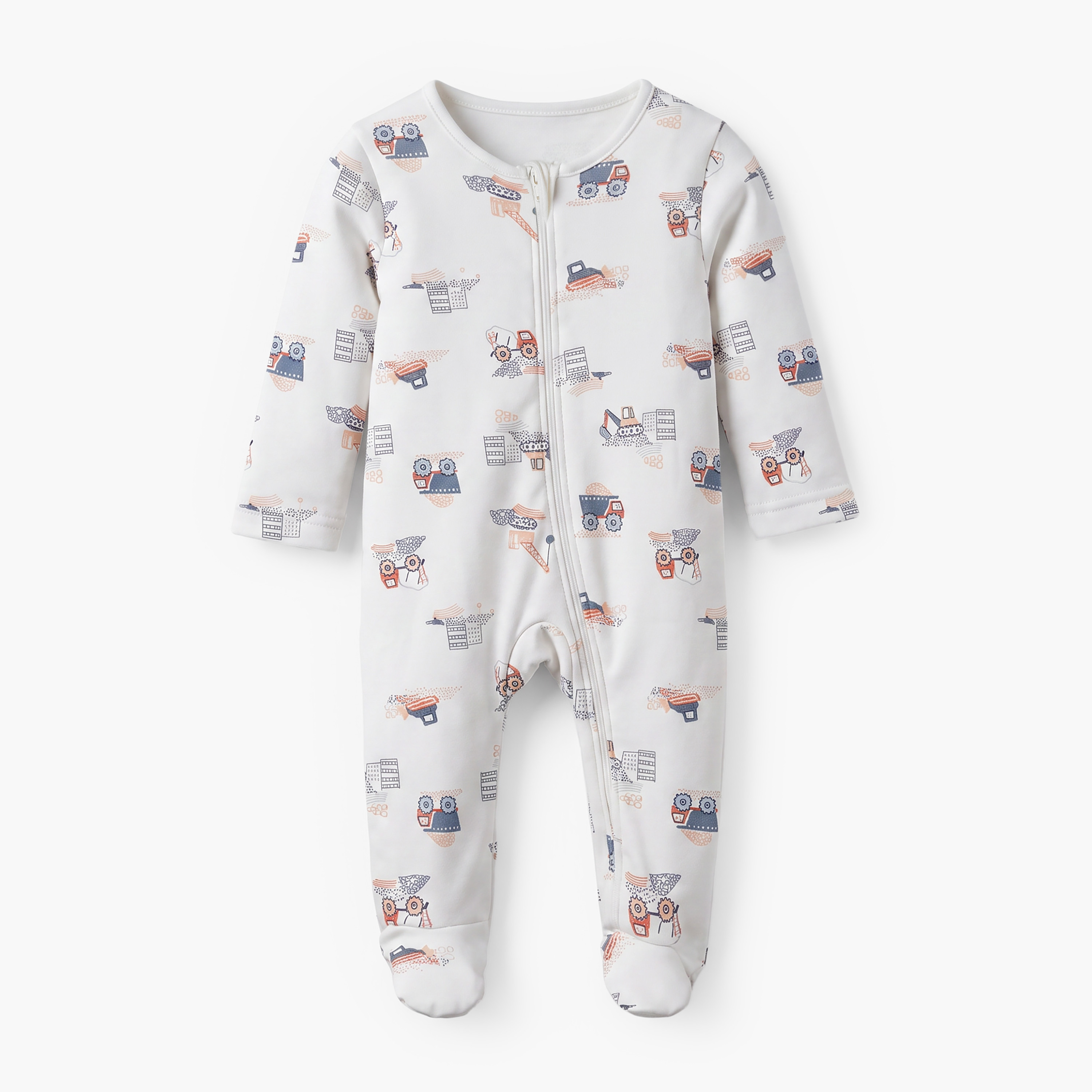 Pack of 5 Juniors Cotton Crew Neck Long Sleeves Sleepsuit with Construction Vehicle Print-baby-boys-clothing-nightwear-sleepsuits-image-2
