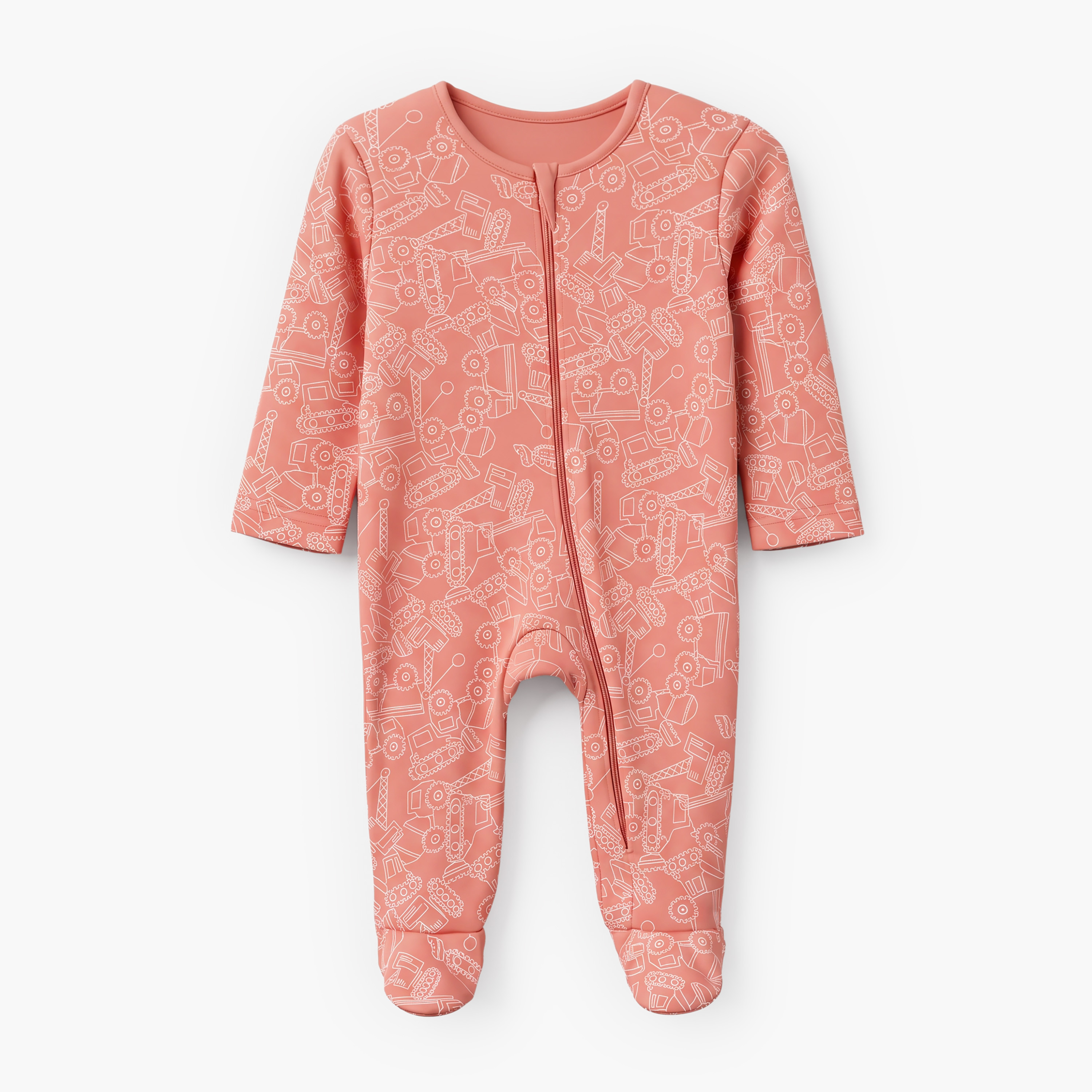 Pack of 5 Juniors Cotton Crew Neck Long Sleeves Sleepsuit with Construction Vehicle Print-baby-boys-clothing-nightwear-sleepsuits-image-6