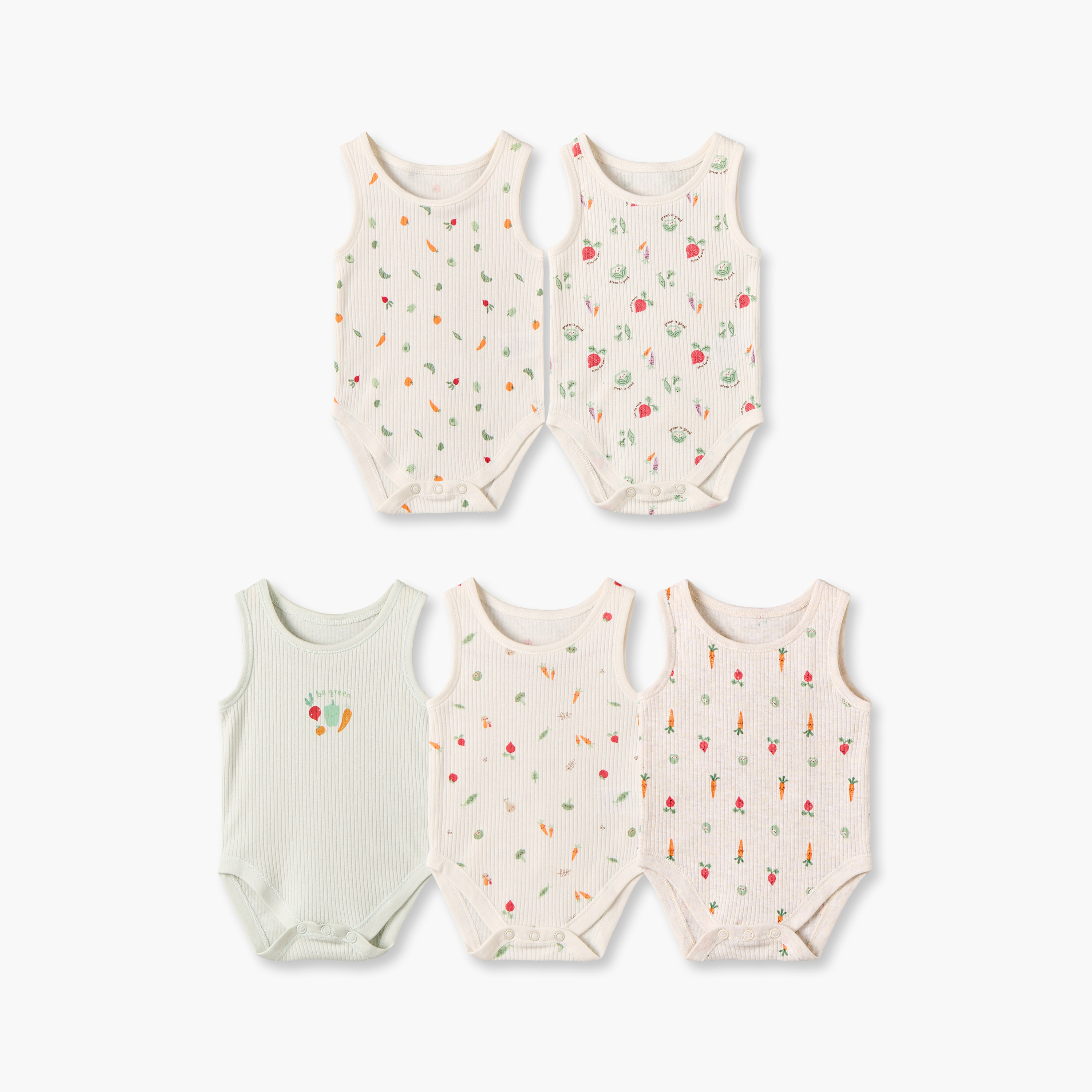 Pack of 5 Juniors Crew Neck Sleeveless Bodysuit with Snap Button Closure-baby-boys-clothing-bodysuits-image-1