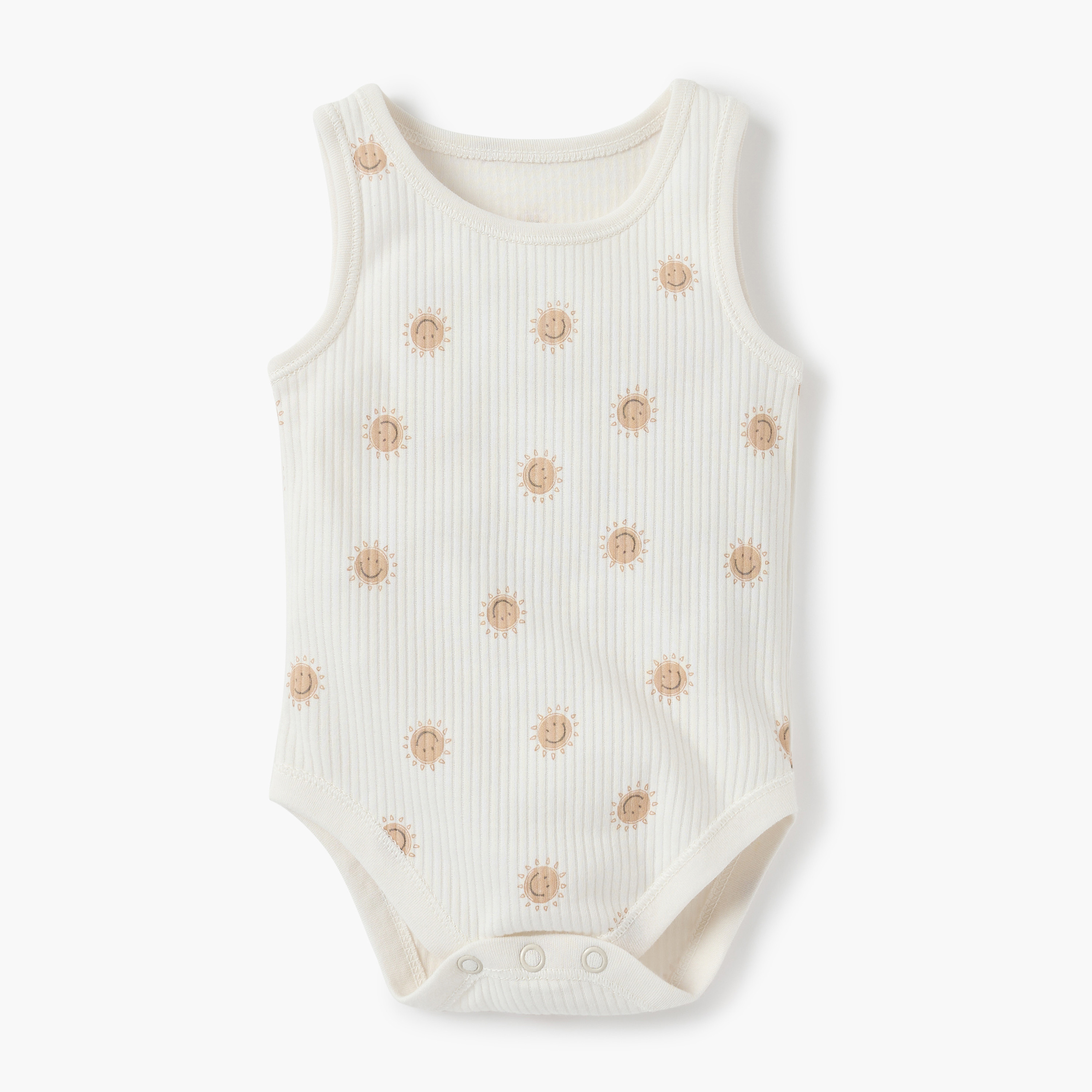 Juniors Printed Sleeveless Bodysuit with Button Closure - Set of 5-baby-boys-clothing-bodysuits-image-2