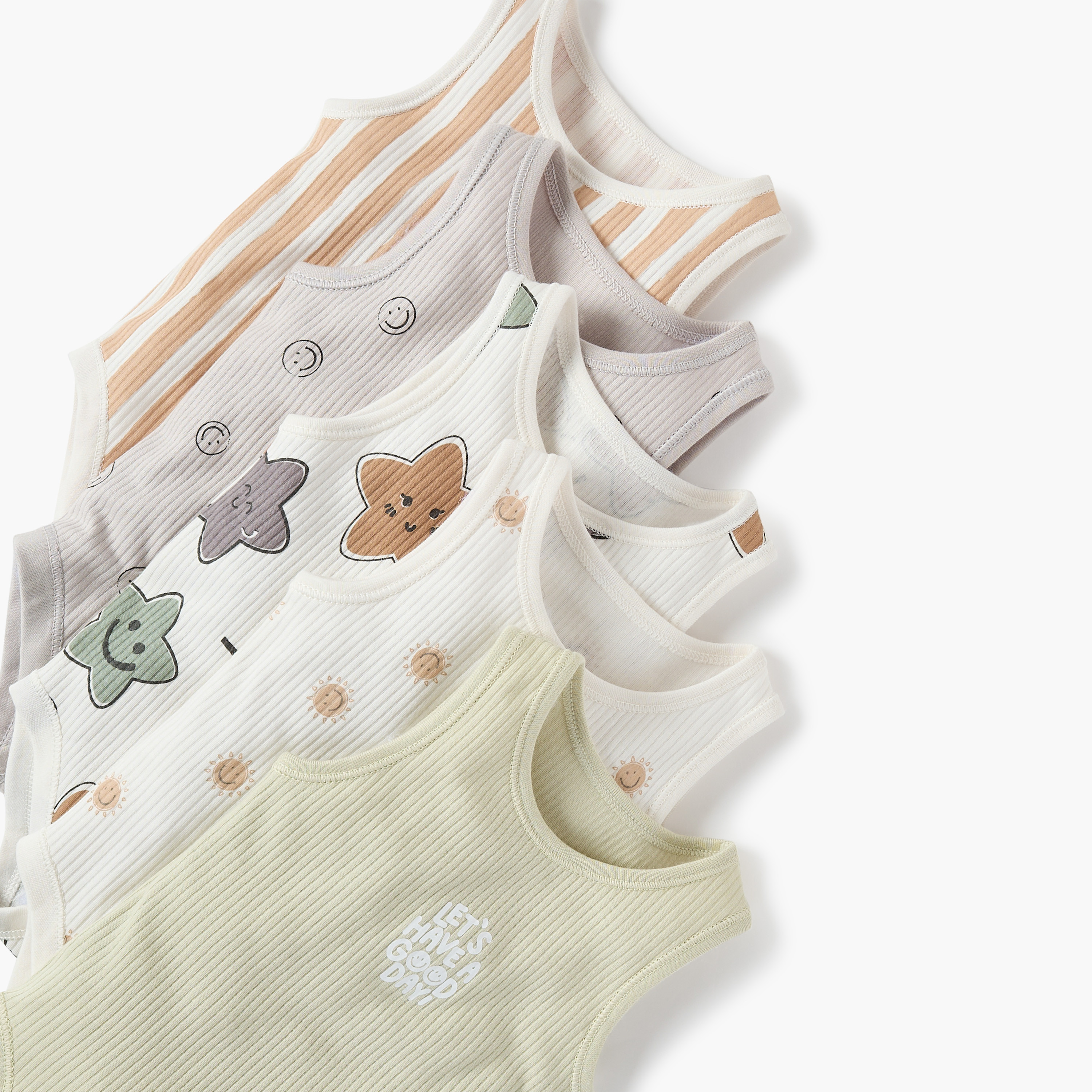 Juniors Printed Sleeveless Bodysuit with Button Closure - Set of 5-baby-boys-clothing-bodysuits-image-7